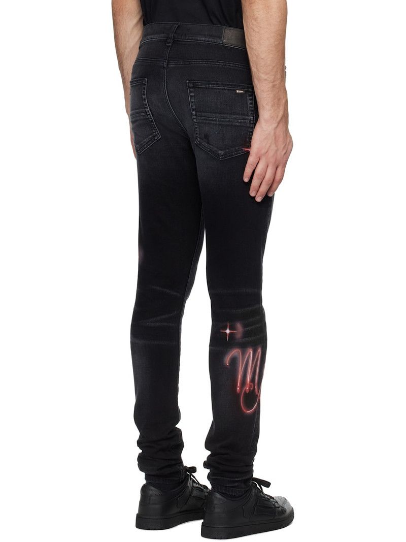Amiri oc11z0126 Airbrush Logo Skinny Jeans in Black Size US 34 / EU 50 - 3 Thumbnail