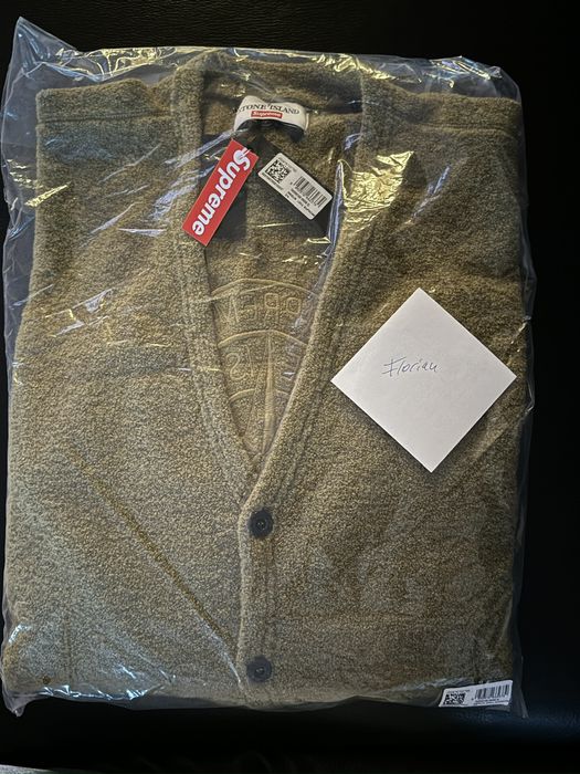 Supreme Supreme Stone Island Boucle Cardigan Olive XL DSWT | Grailed