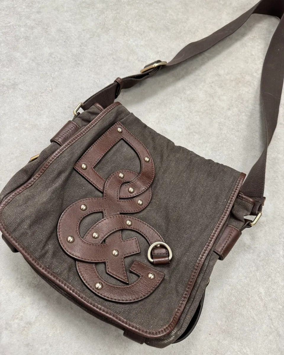Dolce & Gabbana 2000s Dolce & Gabbana Canvas Leather Studded Shoulder Bag Size ONE SIZE - 4 Thumbnail