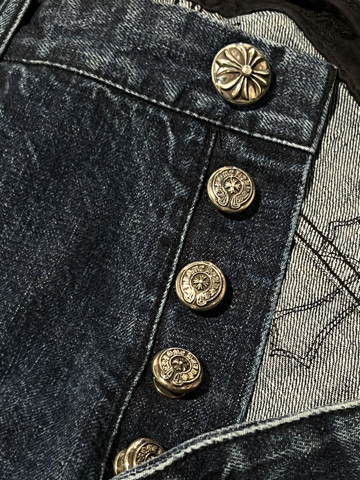 Chrome Hearts Fleur Knee Black Cross Patch Denim Jeans Size US 36 / EU 52 - 12 Thumbnail