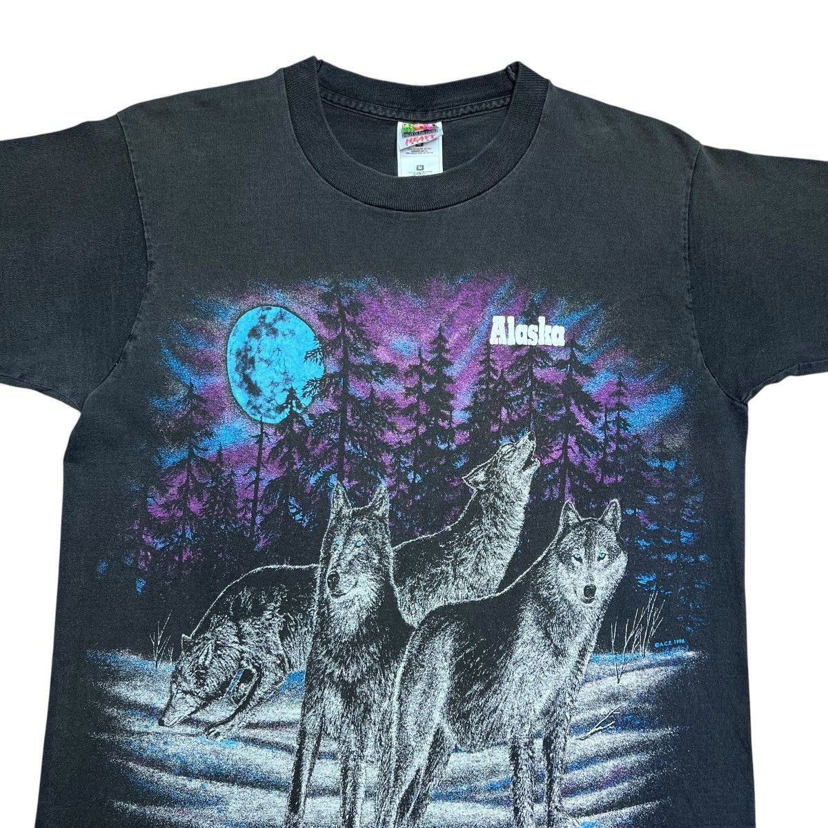 Fruit Of The Loom Vintage 1996 Alaska Wolf Pack Nature Double Sided T-Shirt Size US M / EU 48-50 / 2 - 4 Thumbnail