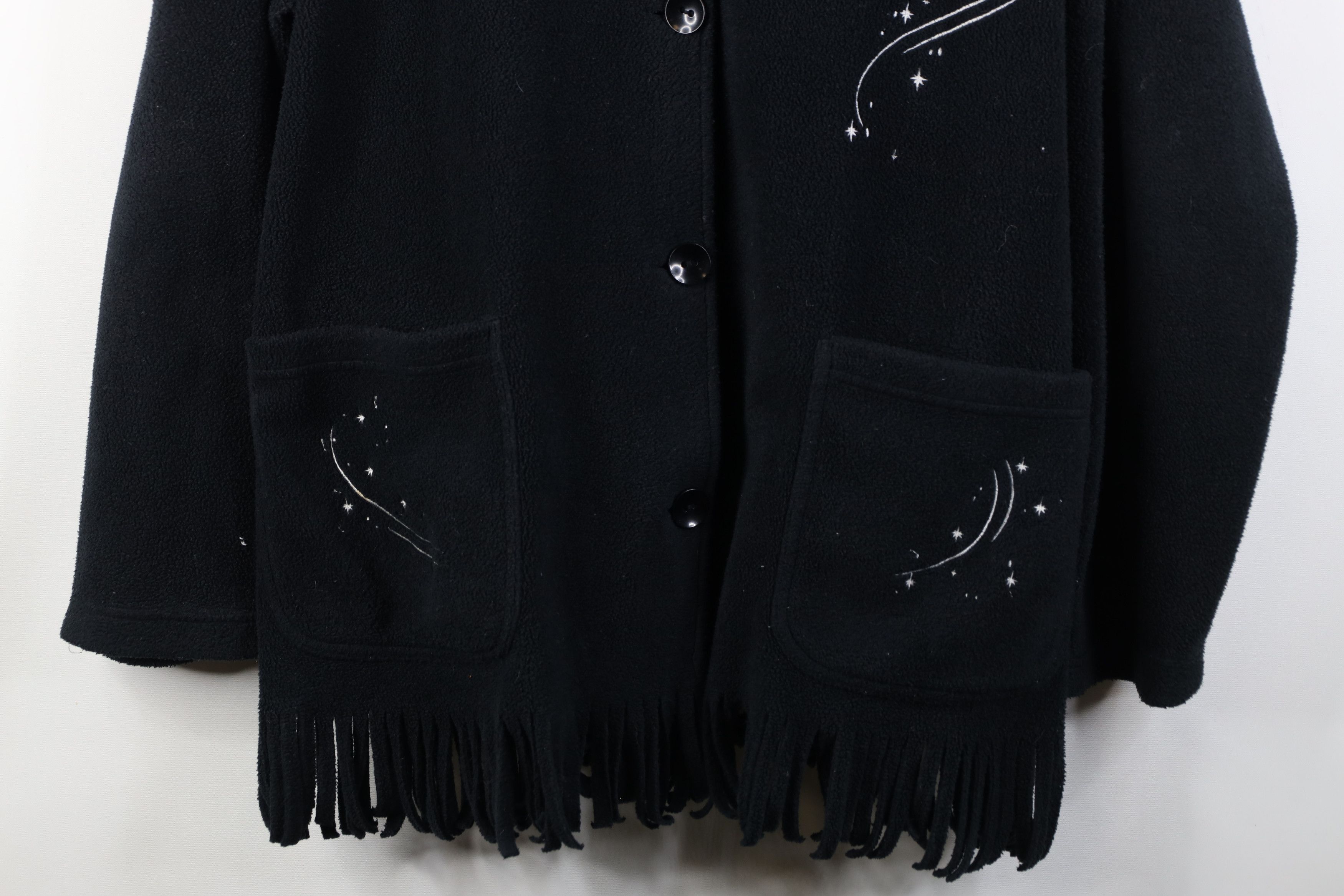 Disney Vintage 90s Disney Tinker Bell Fringed Fleece Jacket Black Size XXL / US 16-18 / IT 52-54 - 3 Thumbnail
