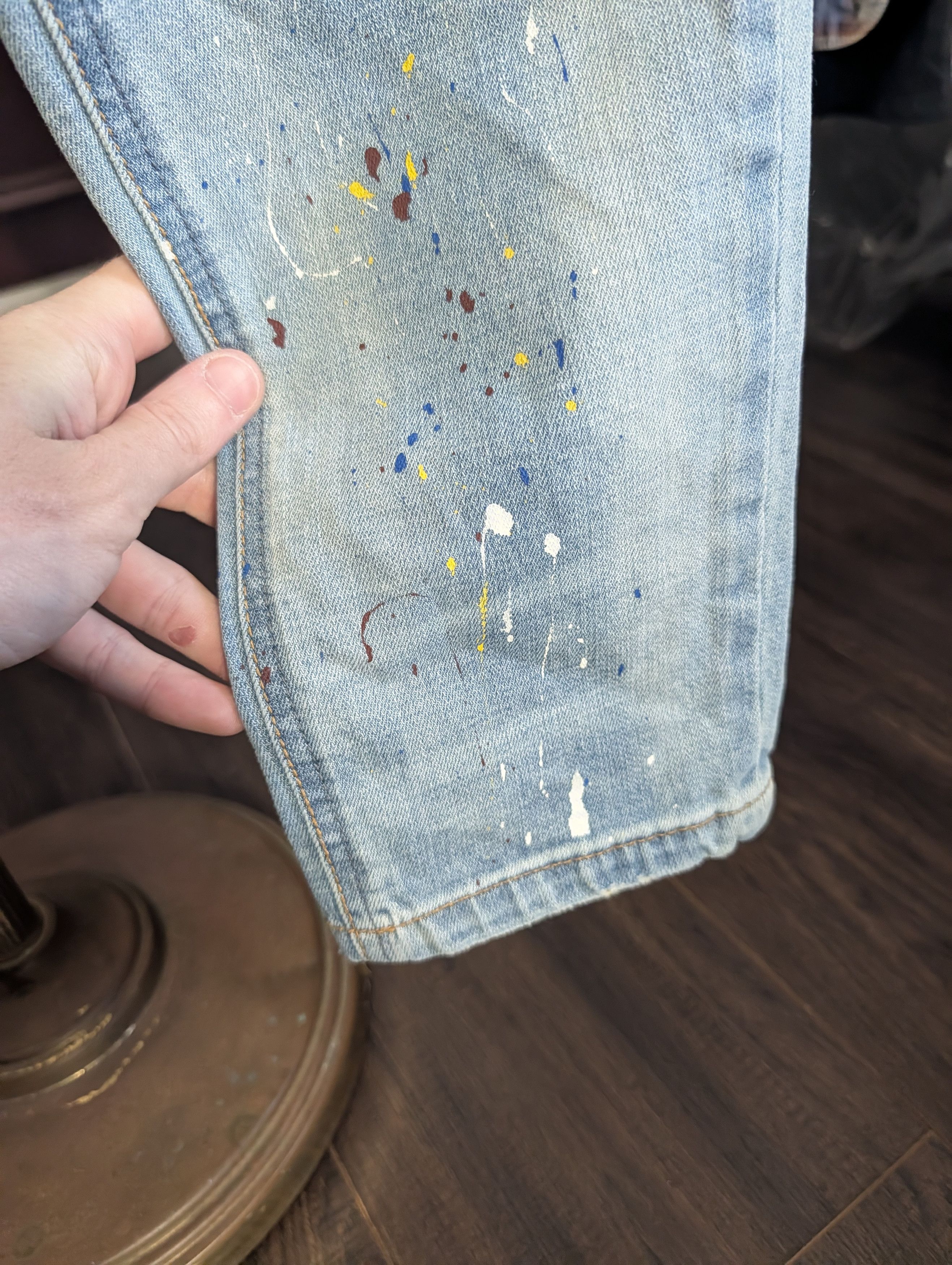 Number (N)ine Slim distressed paint spatter denim jeans 30" Size US 30 / EU 46 - 5 Thumbnail