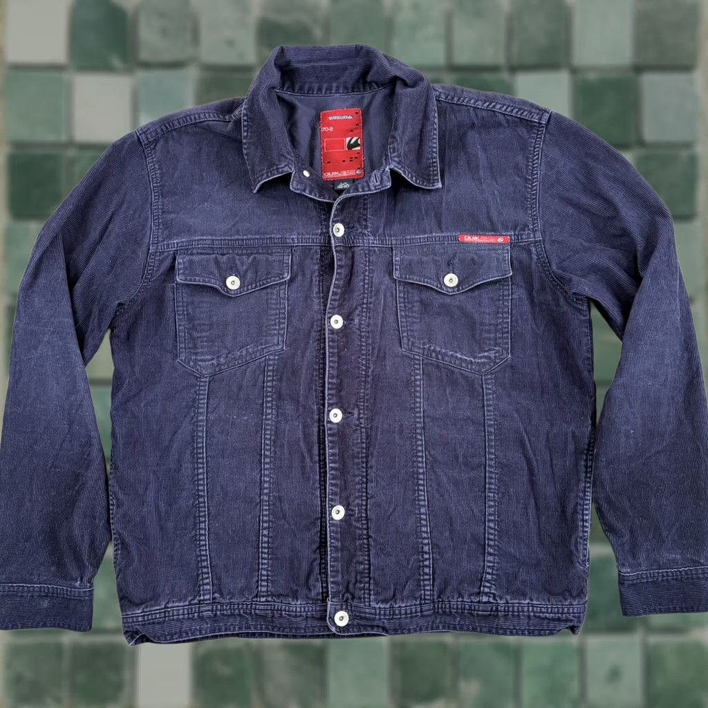 Quiksilver VINTAGE Quiksilver Surfwear Trucker Jacket Navy Corduroy Men Large Grunge 90s Beach Casual Jacket Mens City? Size US L / EU 52-54 / 3 - 1 Thumbnail