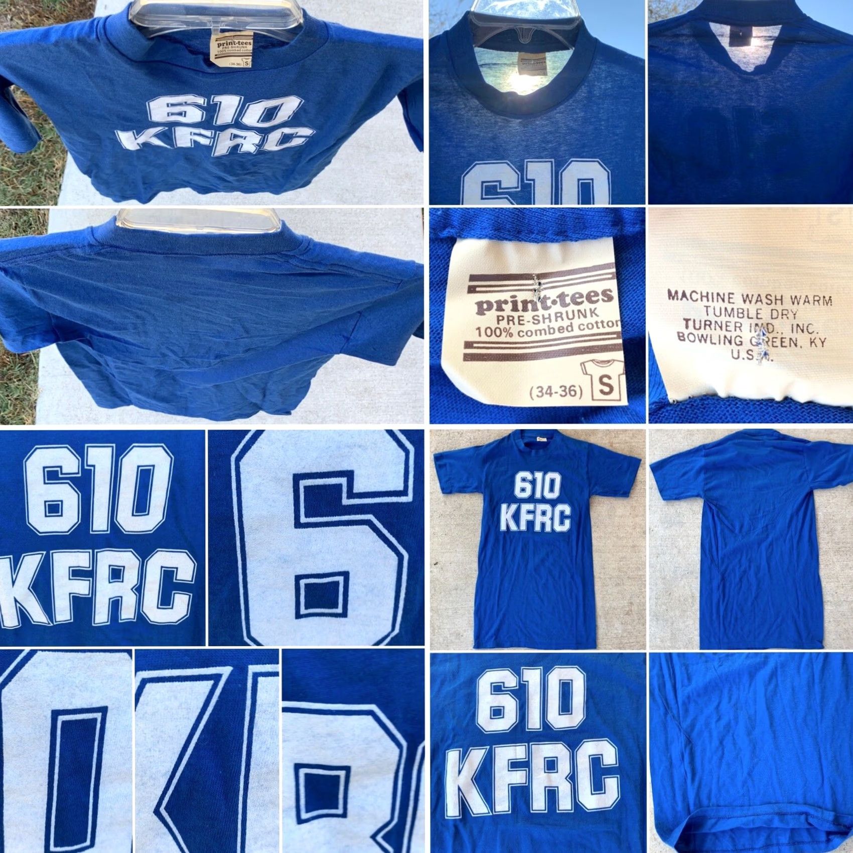 Vintage Vintage 610 KFRC T Shirt Print Tees 34-36 S Single Stitch 70s 80s Runs Small Blue 100% Cotton Unisex Graphic Tee shirt Mens Womens Boys Girls Shirt Size US S / EU 44-46 / 1 - 4 Thumbnail