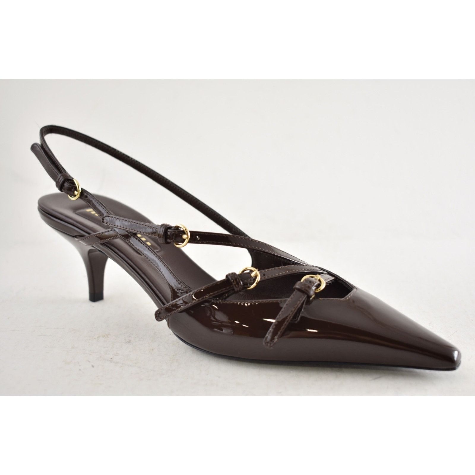 Miu Miu Miu Miu Cacao Brown Patent Buckle Trio Slingback Heel 36 Size US 6 / IT 36 - 5 Thumbnail