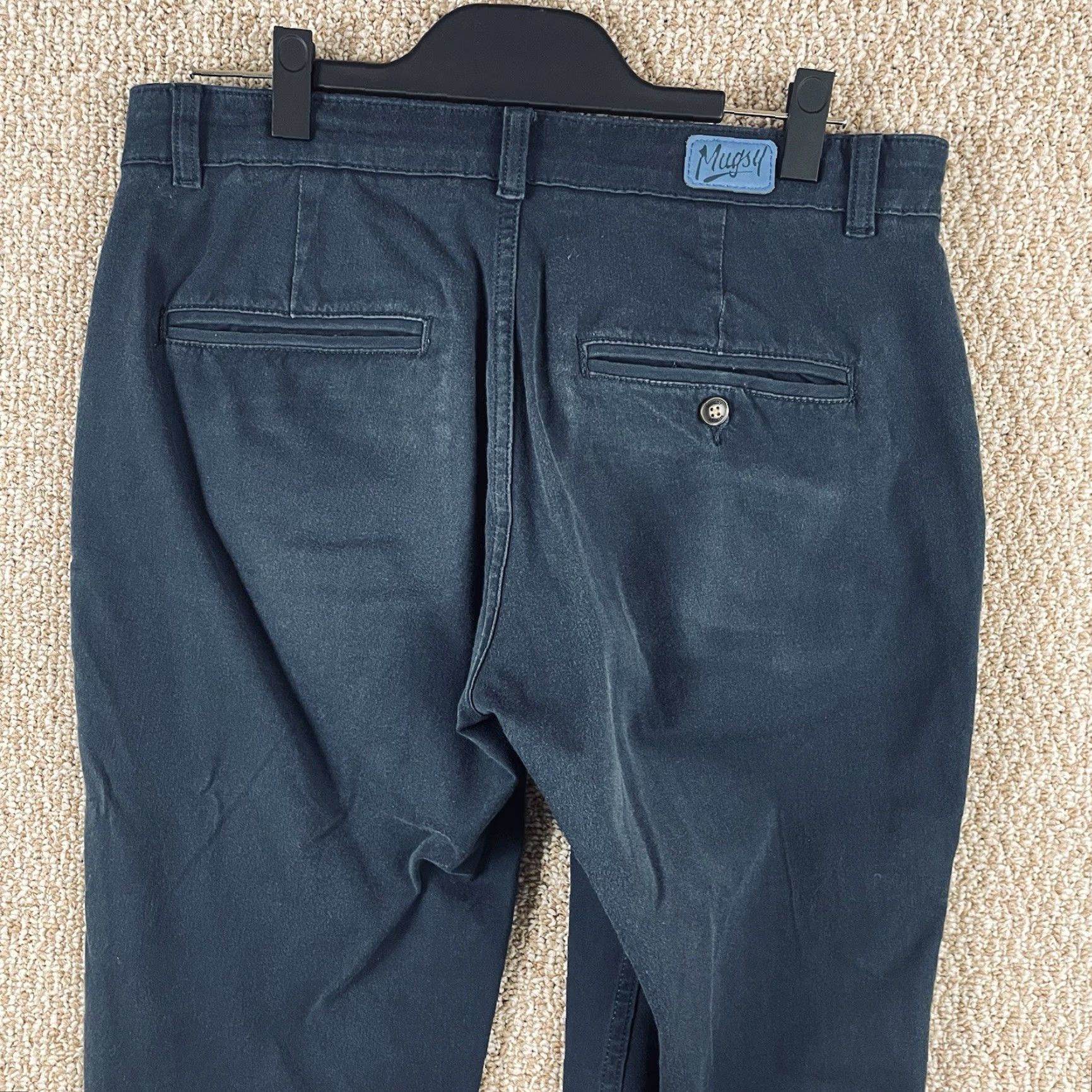 Vintage Mugsy Jeans Men 33x32 Blue Morgans Stretch Chino Preppy E187 Straight Comfort Size US 33 - 7 Thumbnail