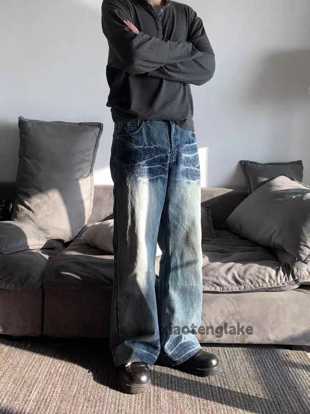 Vintage Unisex washed faded loose baggy skate hiphop jeans Size US 30 / EU 46 - 4 Thumbnail