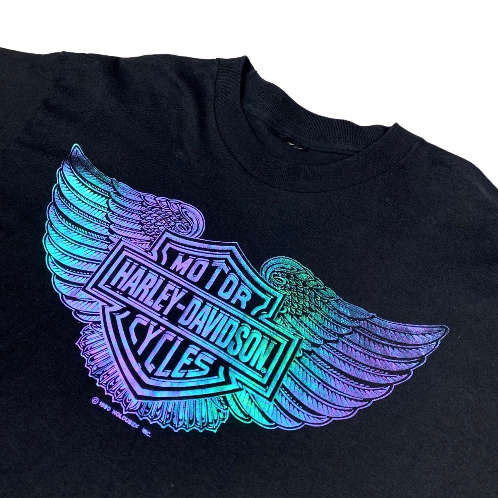 Harley Davidson VINTAGE Harley-Davidson T-Shirt Mens Graphic Tee Black 1990 Single Stitch Crew Neck Large Size US L / EU 52-54 / 3 - 2 Thumbnail