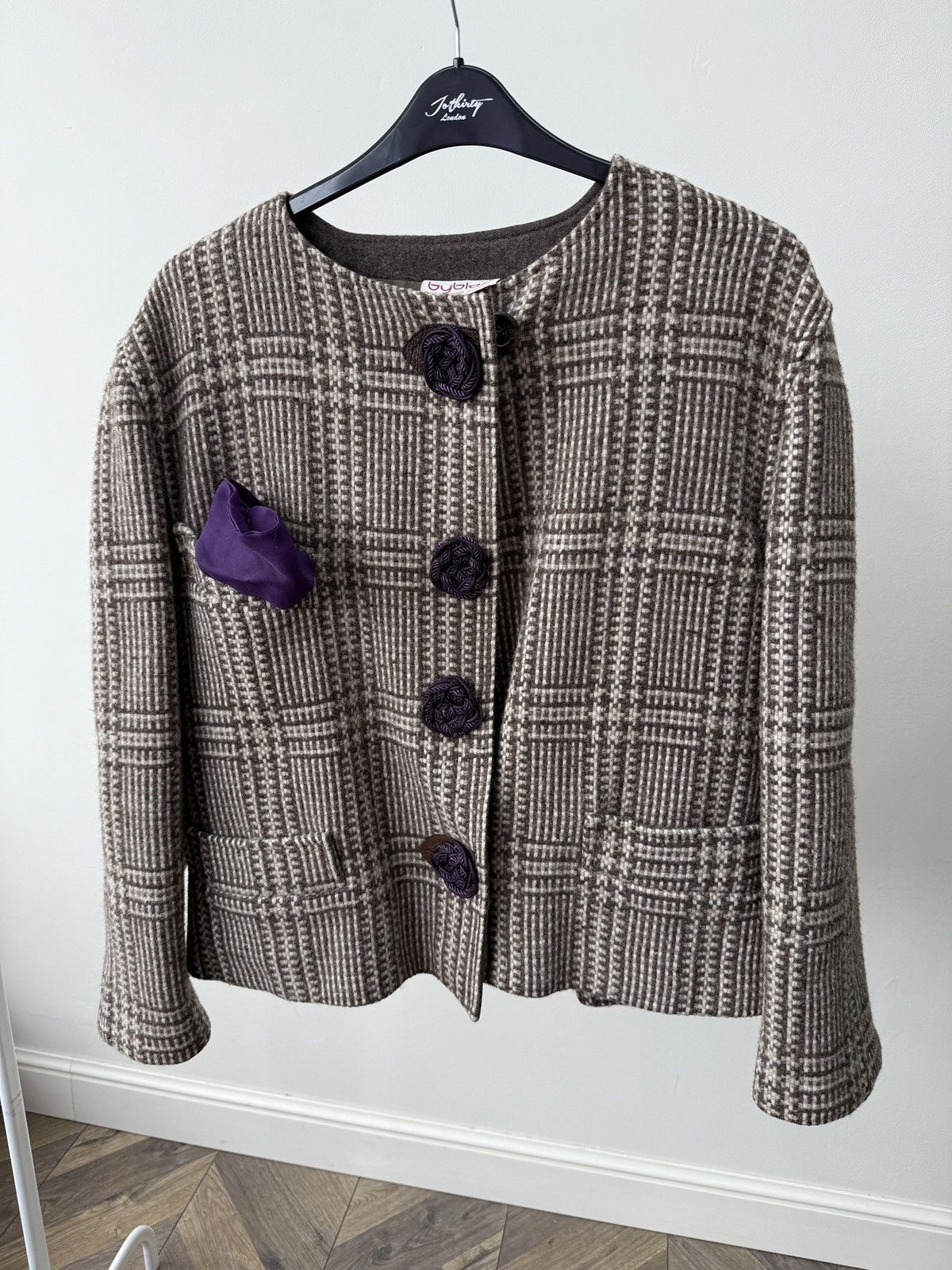 Byblos Vintage Byblos Women’s Wool Jacket Blazer Brown Check Size M / US 6-8 / IT 42-44 - 3 Thumbnail