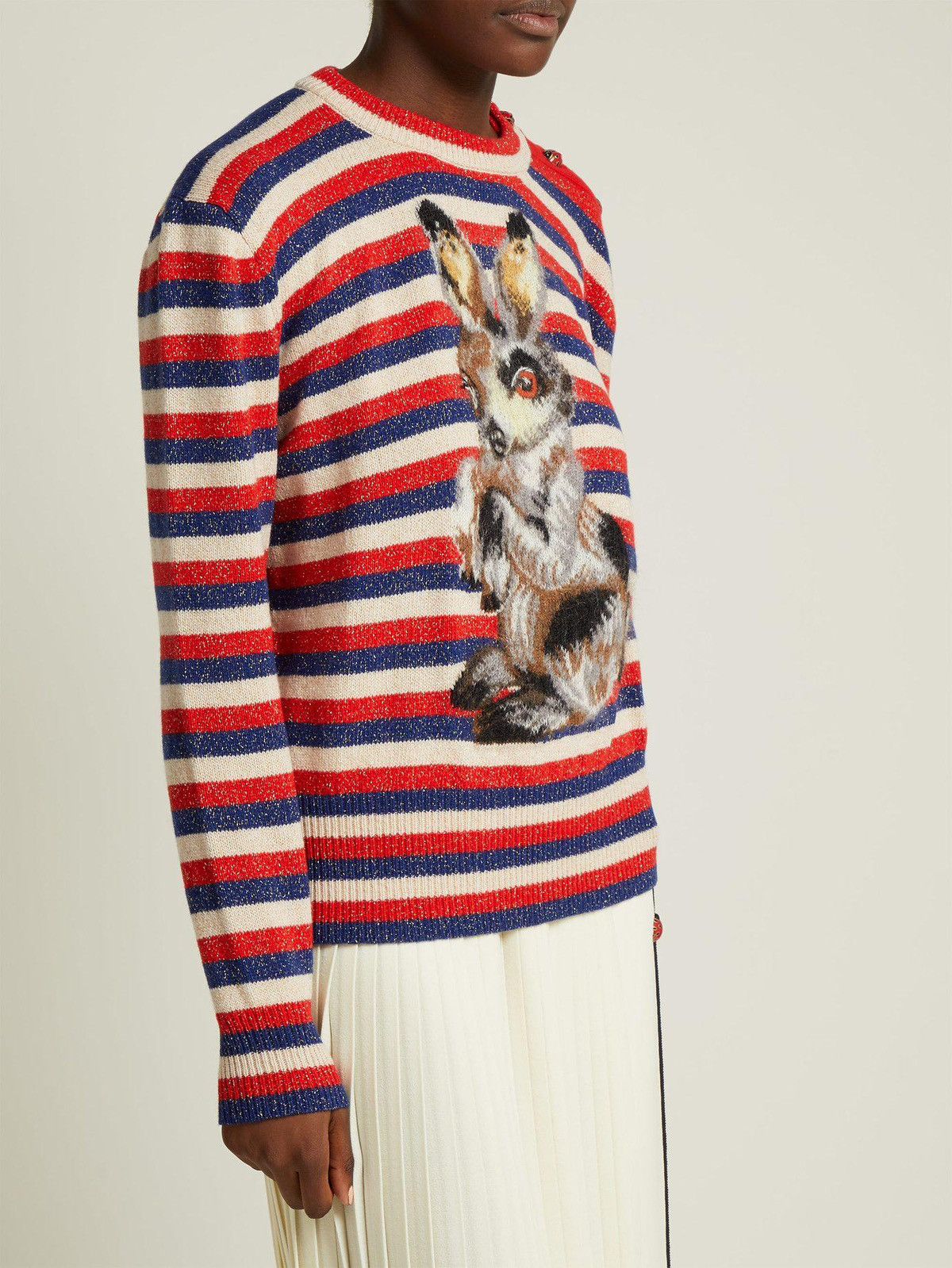 Gucci GUCCI STRIPED RABBIT LOGO SWEATER Size US S / EU 44-46 / 1 - 2 Thumbnail