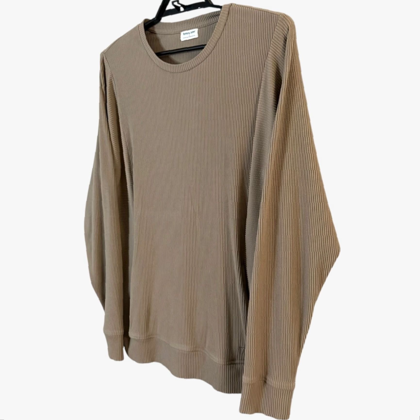 Vintage Tommy John Sweatshirt Tan Men L Ribbed Long-Sleeve Crewneck Pockets Size US L / EU 52-54 / 3 - 2 Thumbnail
