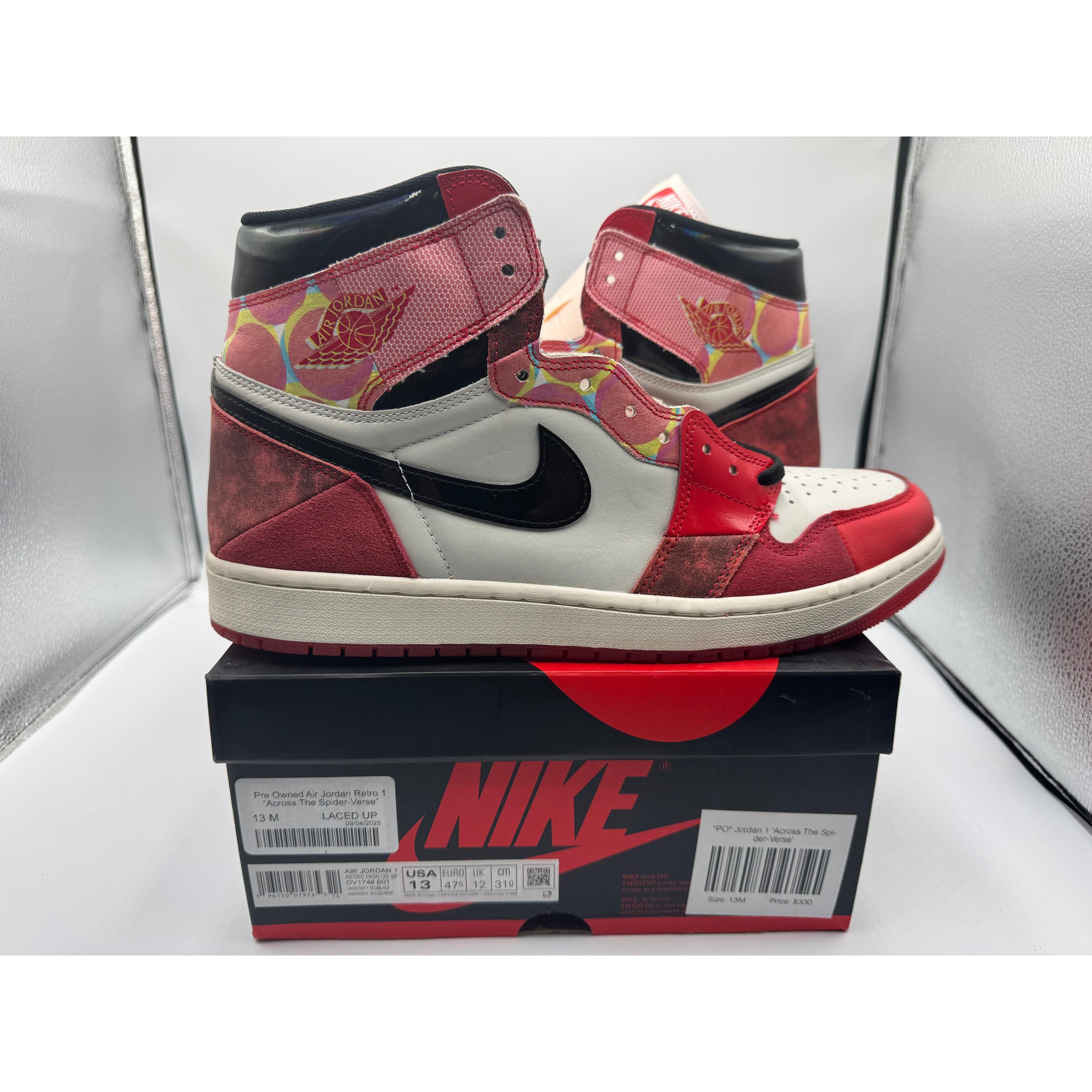 Jordan Brand Pre Owned Air Jordan Retro 1 “Across The Spider-Verse” Size US 13 / EU 46 - 1 Thumbnail