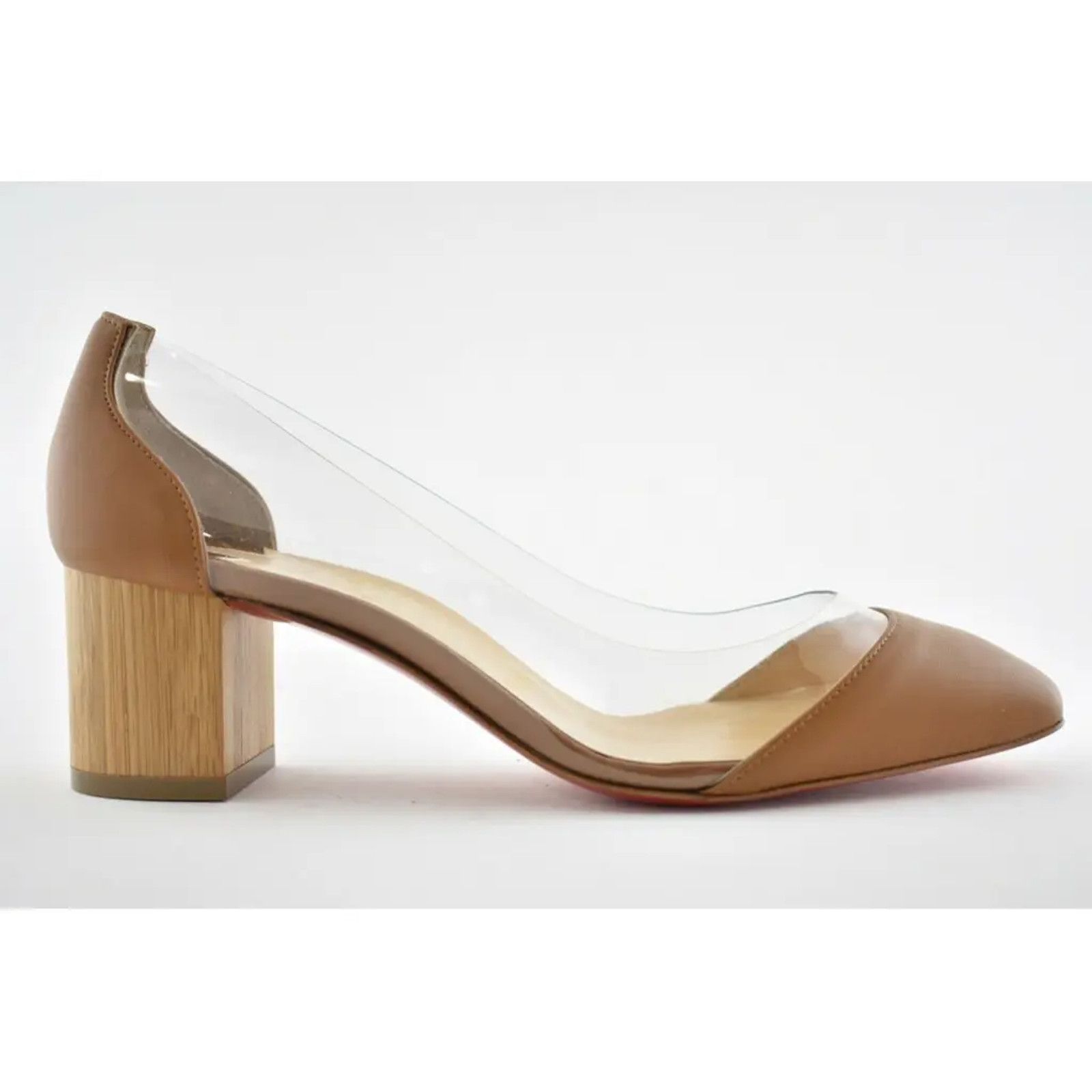 Christian Louboutin Christian Louboutin Grandola 55 Brown Leather PVC Block Size US 7.5 / IT 37.5 - 2 Thumbnail