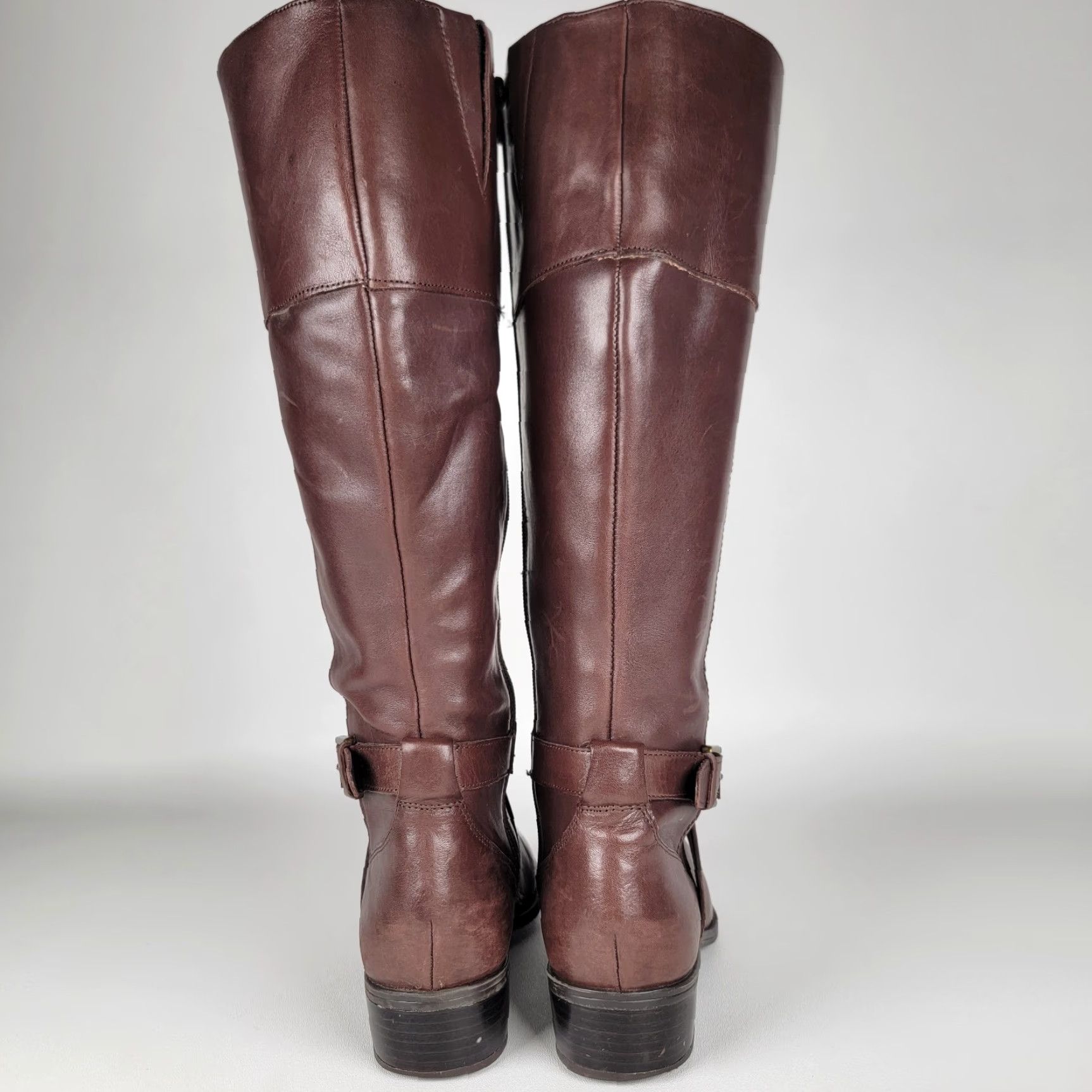 Ralph Lauren RALPH LAUREN Leather Riding Boots Women Size 7.5 M Brown Solid Round Toe Zip Block Heel Riding Boot Winter Fall Spring Women Size US 8 / IT 38 - 7 Thumbnail
