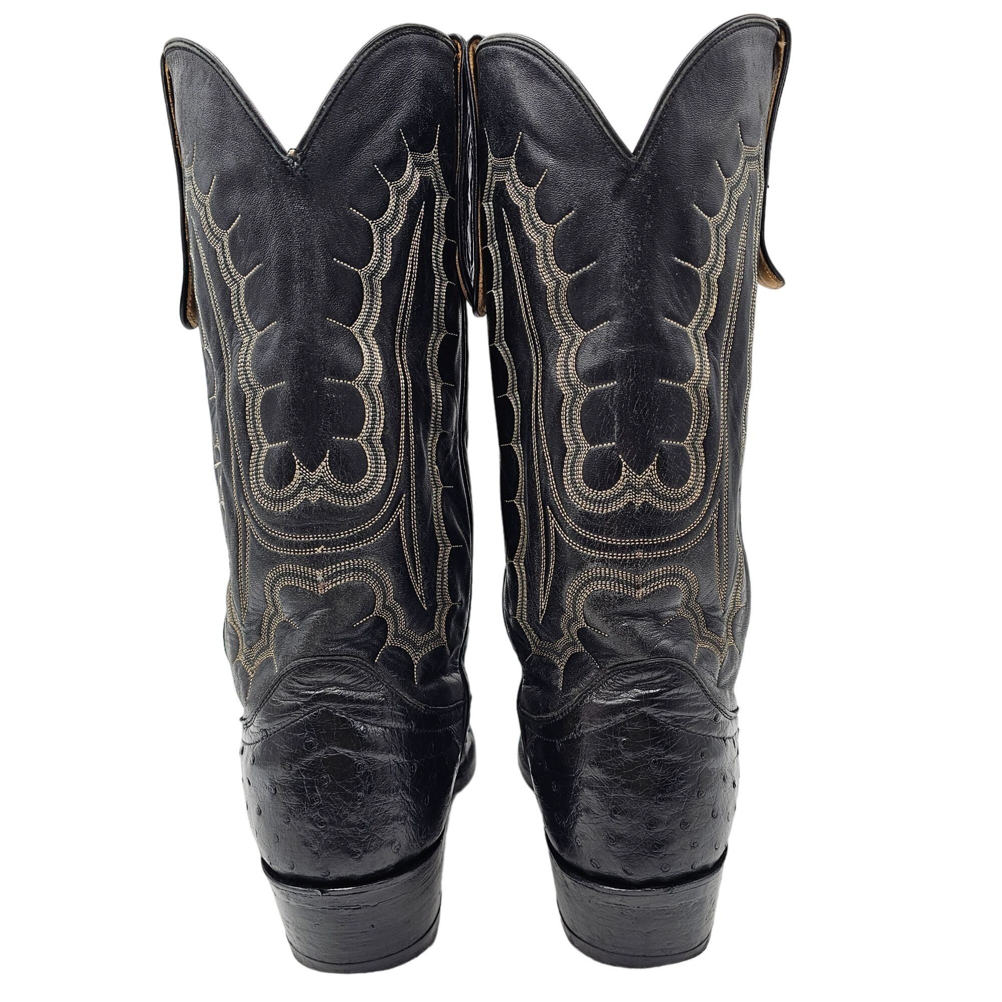 Other Vintage Honcho Boots Exotic Full Quill Ostrich Black Cowboy Size US 10 / EU 43 - 6 Thumbnail