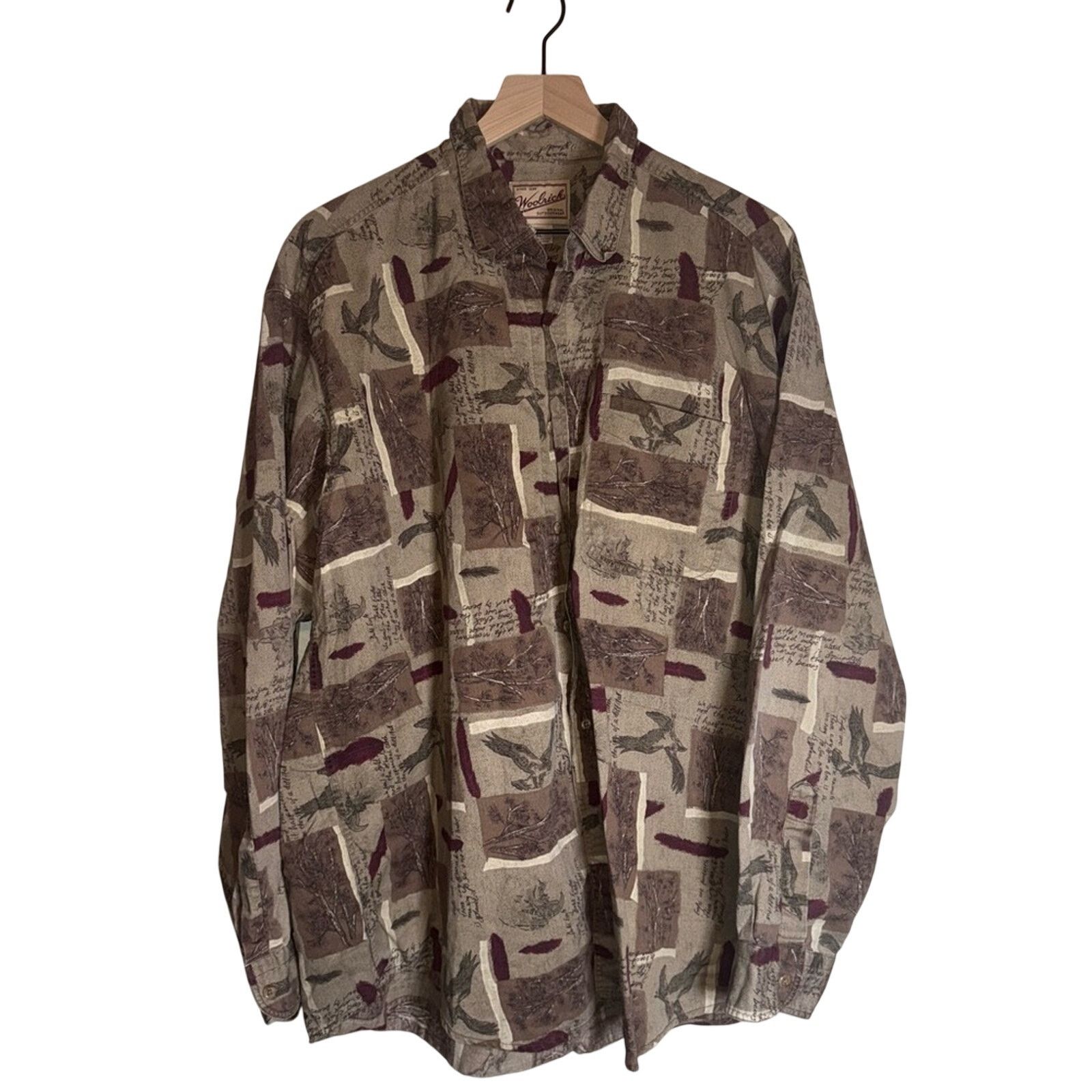 Woolrich Woolen Mills WOOLRICH eagle print gorpcore cotton button up shirt XL Size US XL / EU 56 / 4 - 1 Thumbnail