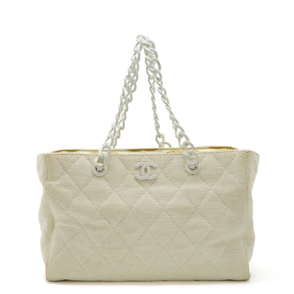 Chanel Chanel Matelasse Straw Leather 2Way Tote Bag Natural Material Shoulder Bag in White, Women's