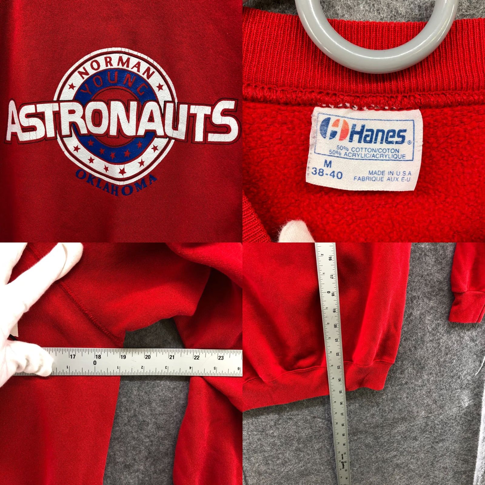 Hanes VTG Hanes Red Crewneck Pullover Sweatshirt Men Sz M Crew Neck Cotton Blend Logo Rocketeer Space Retro 90s Size US M / EU 48-50 / 2 - 8 Thumbnail