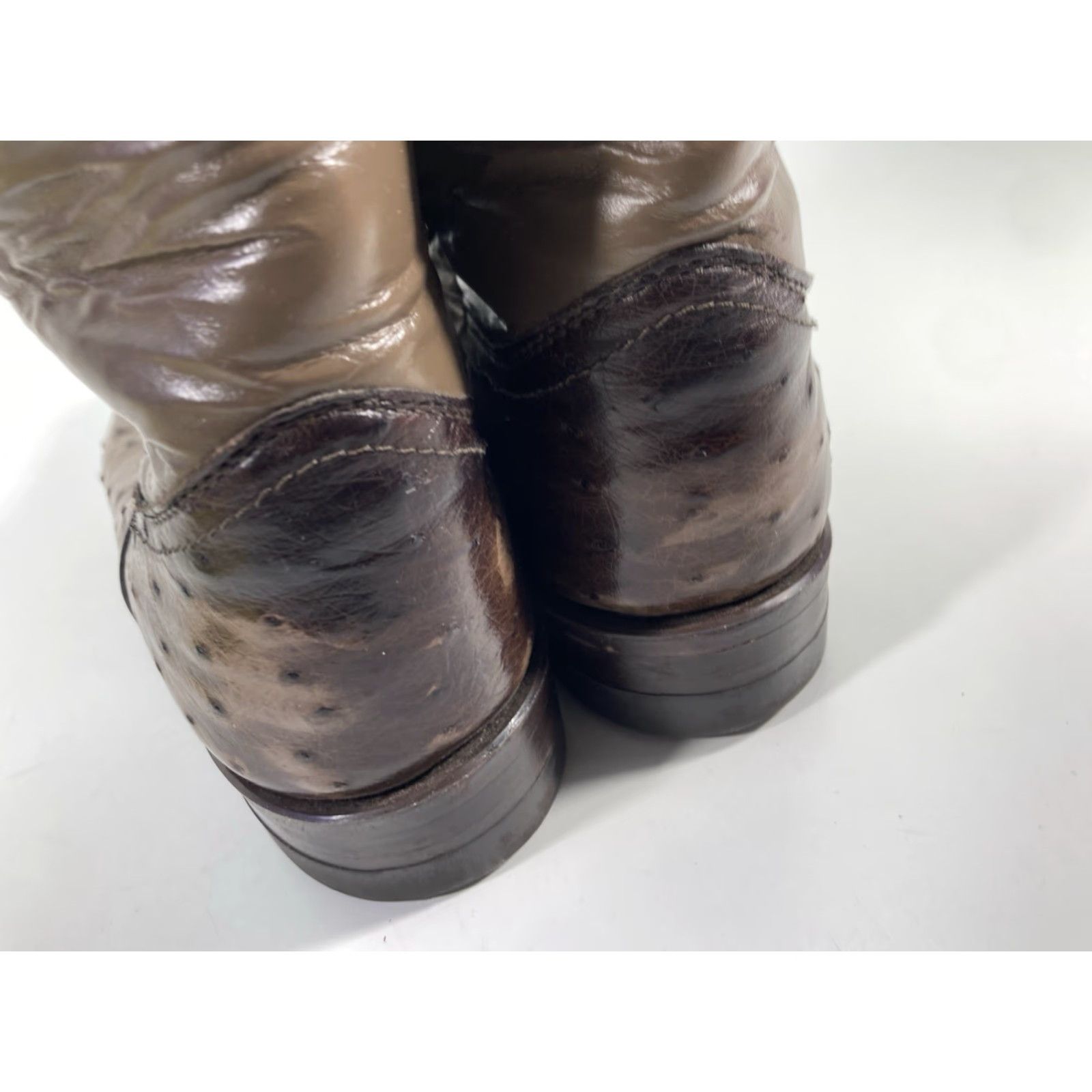 Justin Boots Justin Boots Women Full Quill Ostrich Size 6 Narrow Taupe Exotic Leather Y4283 Size US 6 / IT 36 - 7 Thumbnail