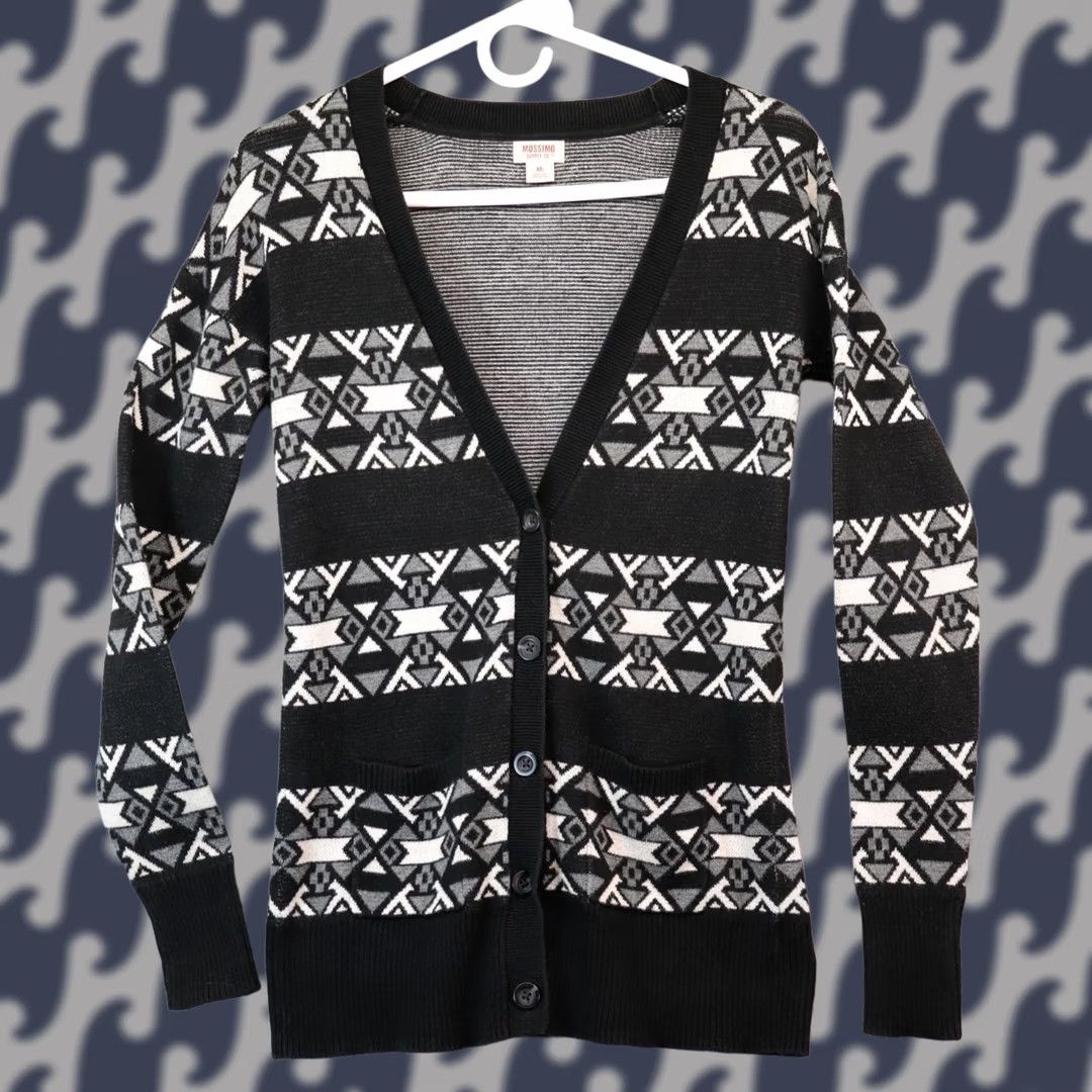Mossimo Mossimo Cardigan Women XS Black Longline Aztec Boho Vtg 90s Size XS / US 0-2 / IT 36-38 - 1 Thumbnail