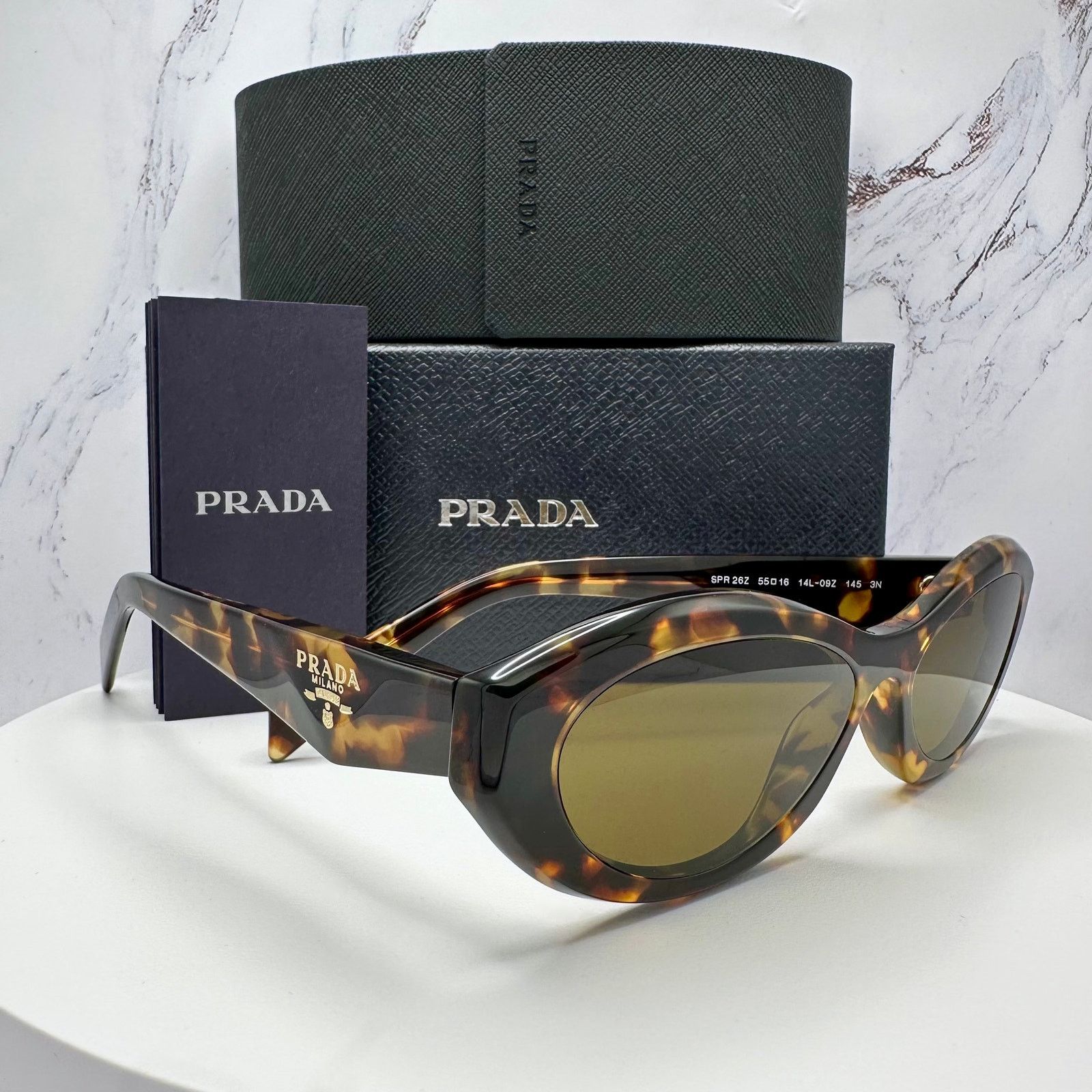 Prada PRADA New Sunglasses Symbole Logo Brown Tortoise Cat Eye Size ONE SIZE - 13 Thumbnail