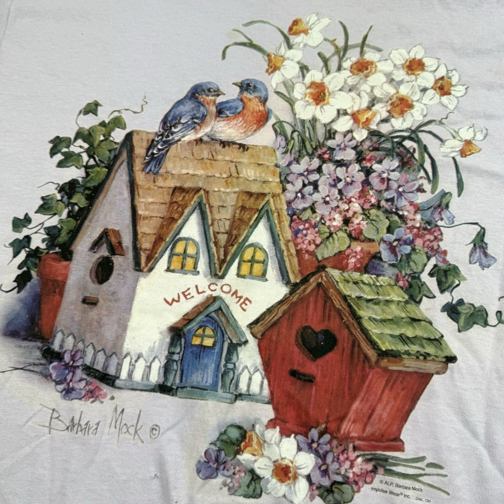 Anvil VINTAGE Anvil Women's T-Shirt Short Sleeve Crew Neck Medium Purple Nature Birds Flowers Y2K Size M / US 6-8 / IT 42-44 - 5 Thumbnail