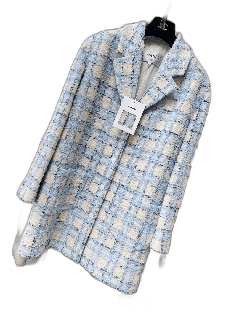 Chanel Chanel Blue White Tweed Sequin Jacket Size M / US 6-8 / IT 42-44 - 1 Thumbnail