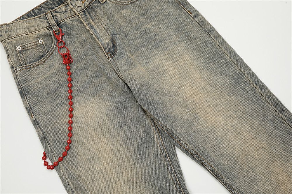 Japanese Brand × Jean Men's American washed distressed loose chain straight jeans Size US 32 / EU 48 - 5 Thumbnail
