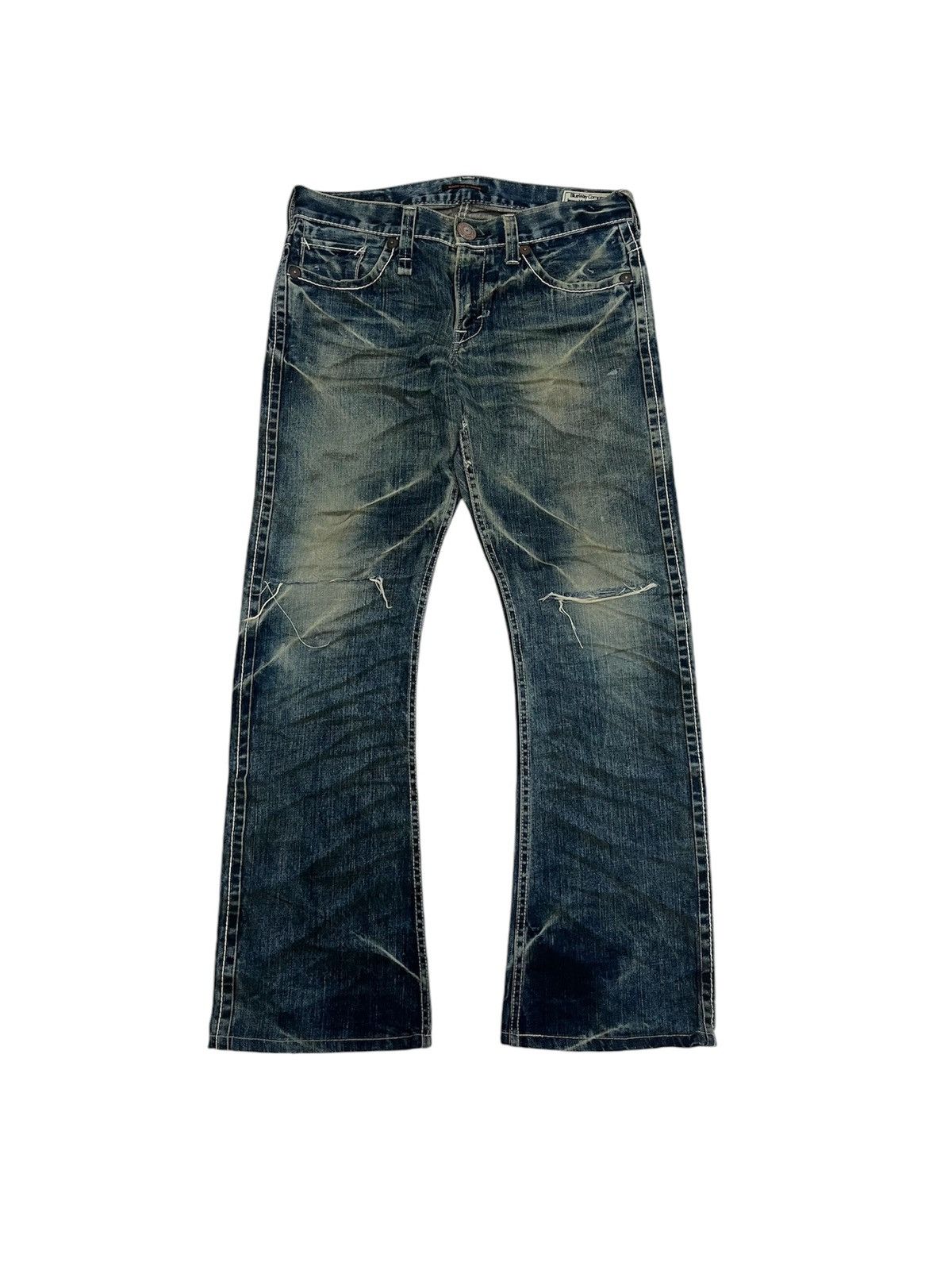 If Six Was Nine FLARED BLUE WAY CLAWMARK DISTRESSED DENIM PANT BOOTCUT JEANS Size US 32 / EU 48 - 1 Thumbnail