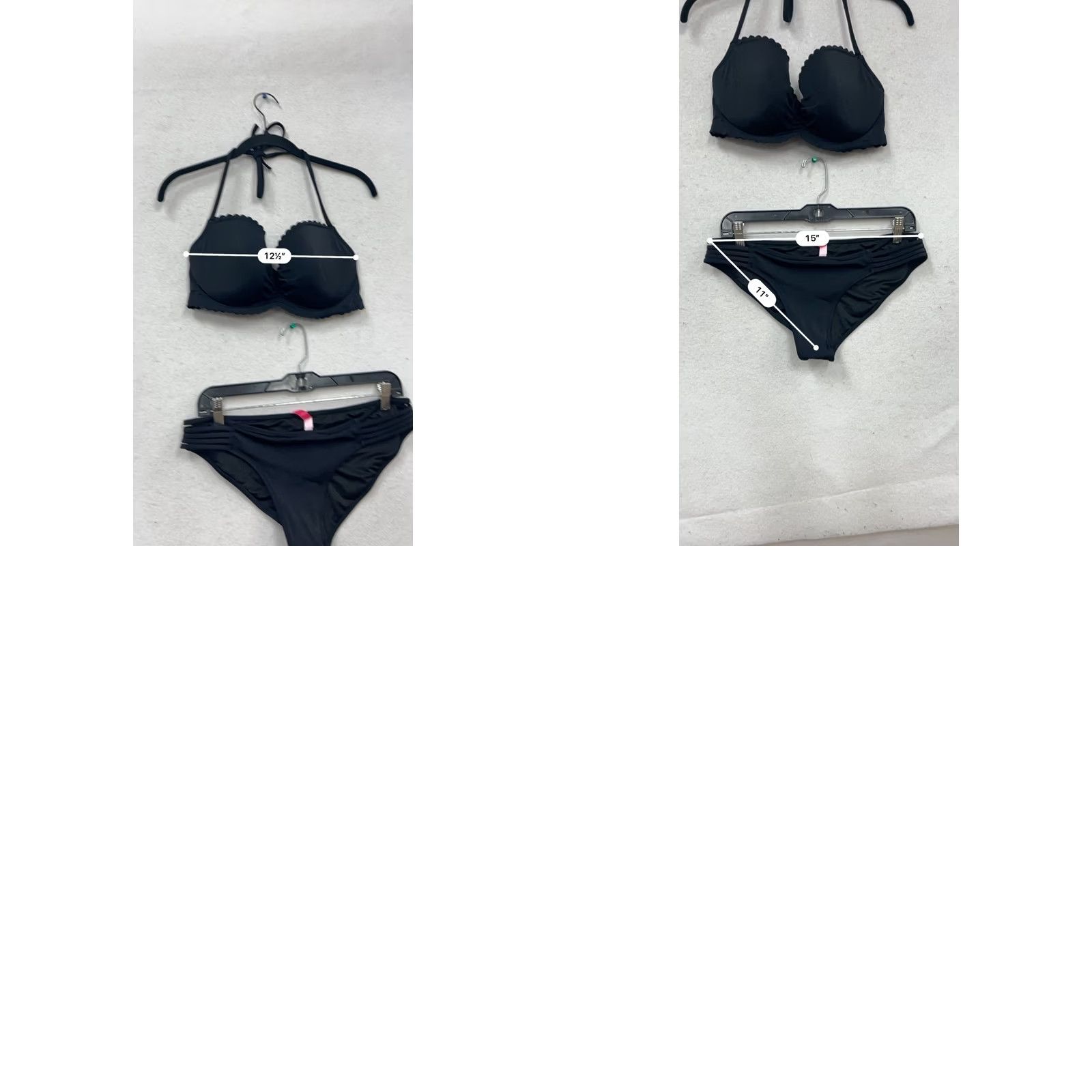 Victoria's Secret Victoria's Secret Bikini Set Halter Padded Black 2 Piece Large/34DD Womens Swimsuit Bottoms Top Vintage: No Size ONE SIZE - 9 Thumbnail
