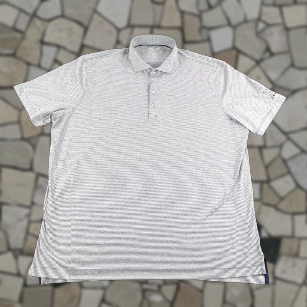 johnnie-O VINTAGE Johnnie-O Polo Shirt Mens XL Gray White Stripes Performance The Port Golf Club Size US XL / EU 56 / 4 - 1 Thumbnail