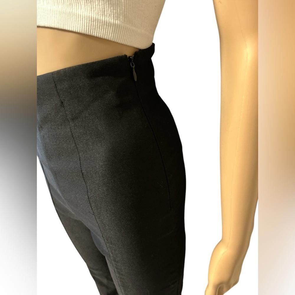 Designer Black High-Waisted Flare Pants with front Slits Size 24" / US 00 / IT 34 - 4 Thumbnail