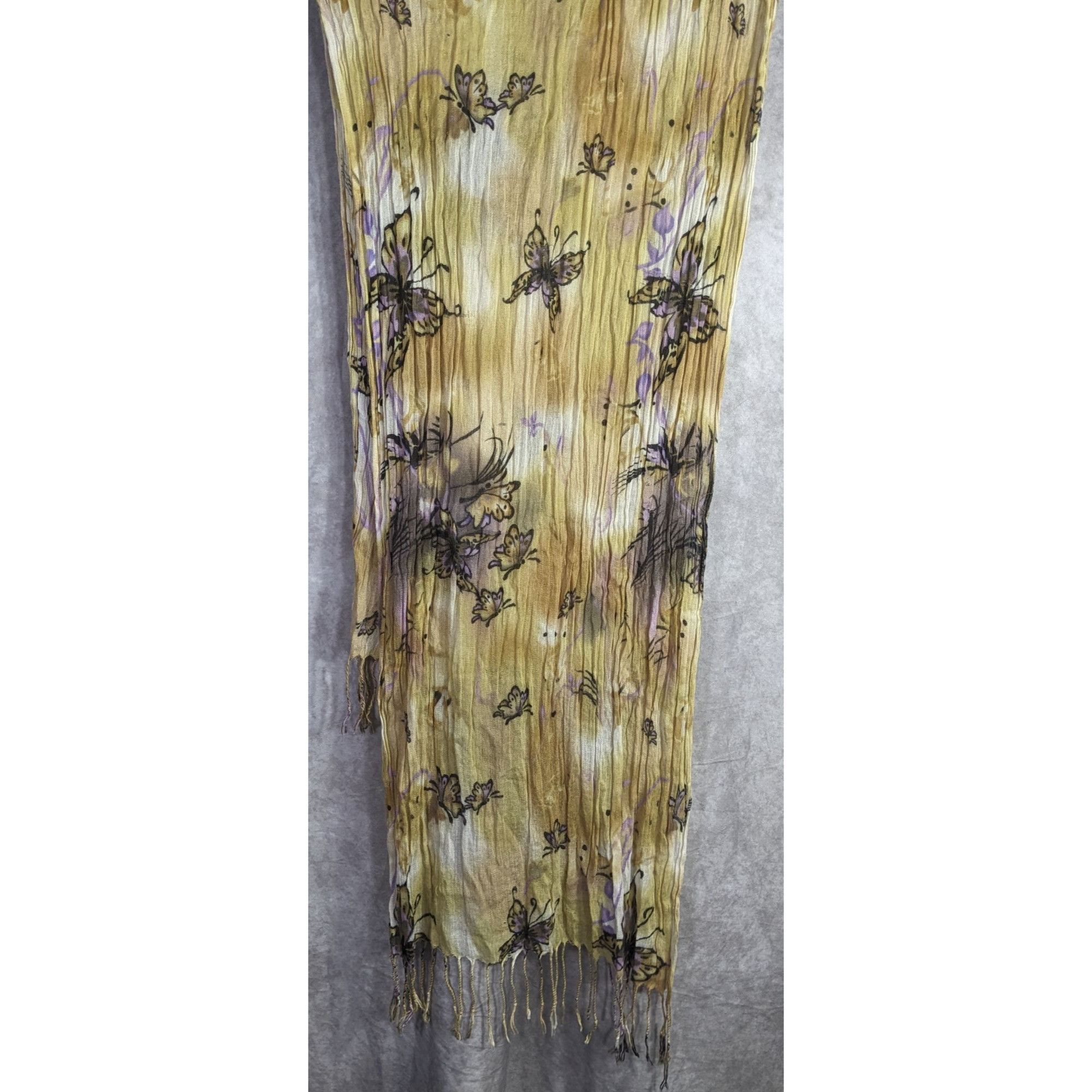 Other Fairycore Butterfly Pattern Lightweight Sheer Yellow Scarf W Size ONE SIZE - 6 Thumbnail