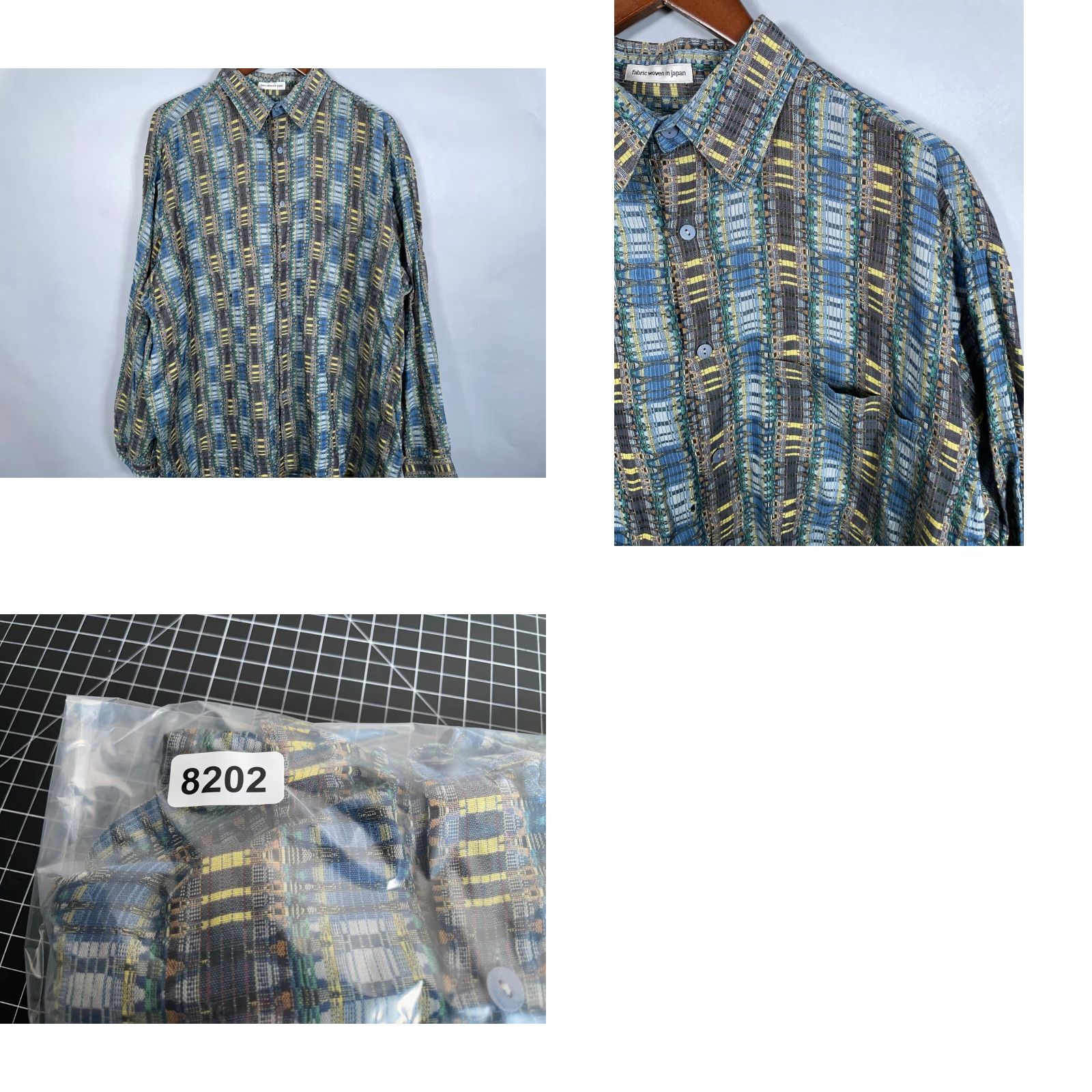 Vintage Jhane Barnes Shirt Men's XL Blue Yellow Hypnotic Check Plaid Pattern (flaws) Button-Up Long Sleeve Collared Cotton Vintage No Size US XL / EU 56 / 4 - 9 Thumbnail