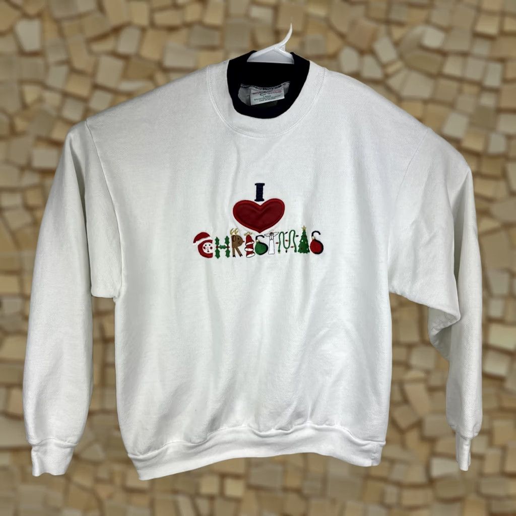 Vintage Vintage MC Sportswear Womens Embroidered I Love Christmas Sweatshirt Large Pullover Size L / US 10 / IT 46 - 1 Thumbnail