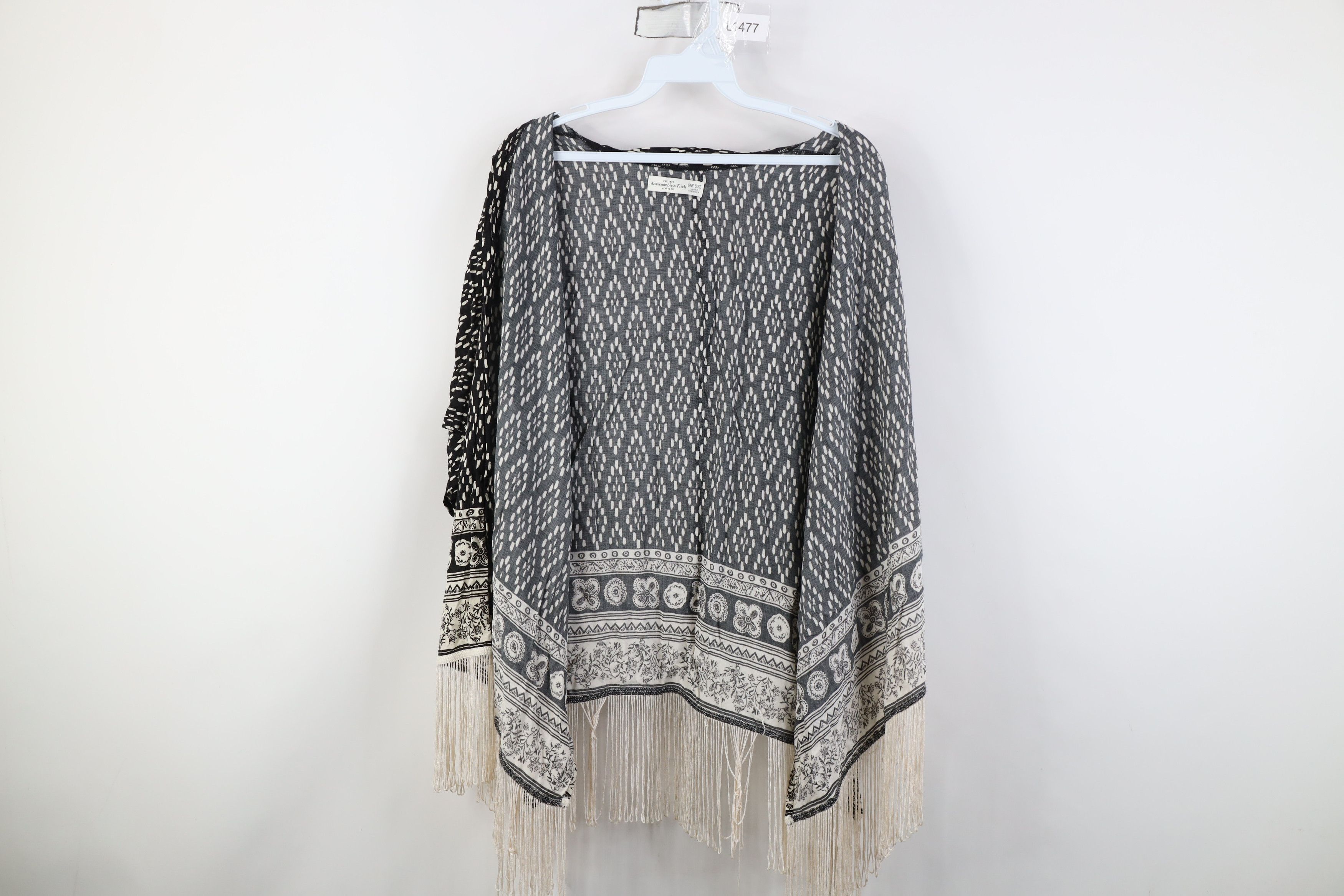 Abercrombie & Fitch Vintage 90s Y2K Abercrombie & Fitch Fringed Piano Shawl Cape Size ONE SIZE - 10 Thumbnail