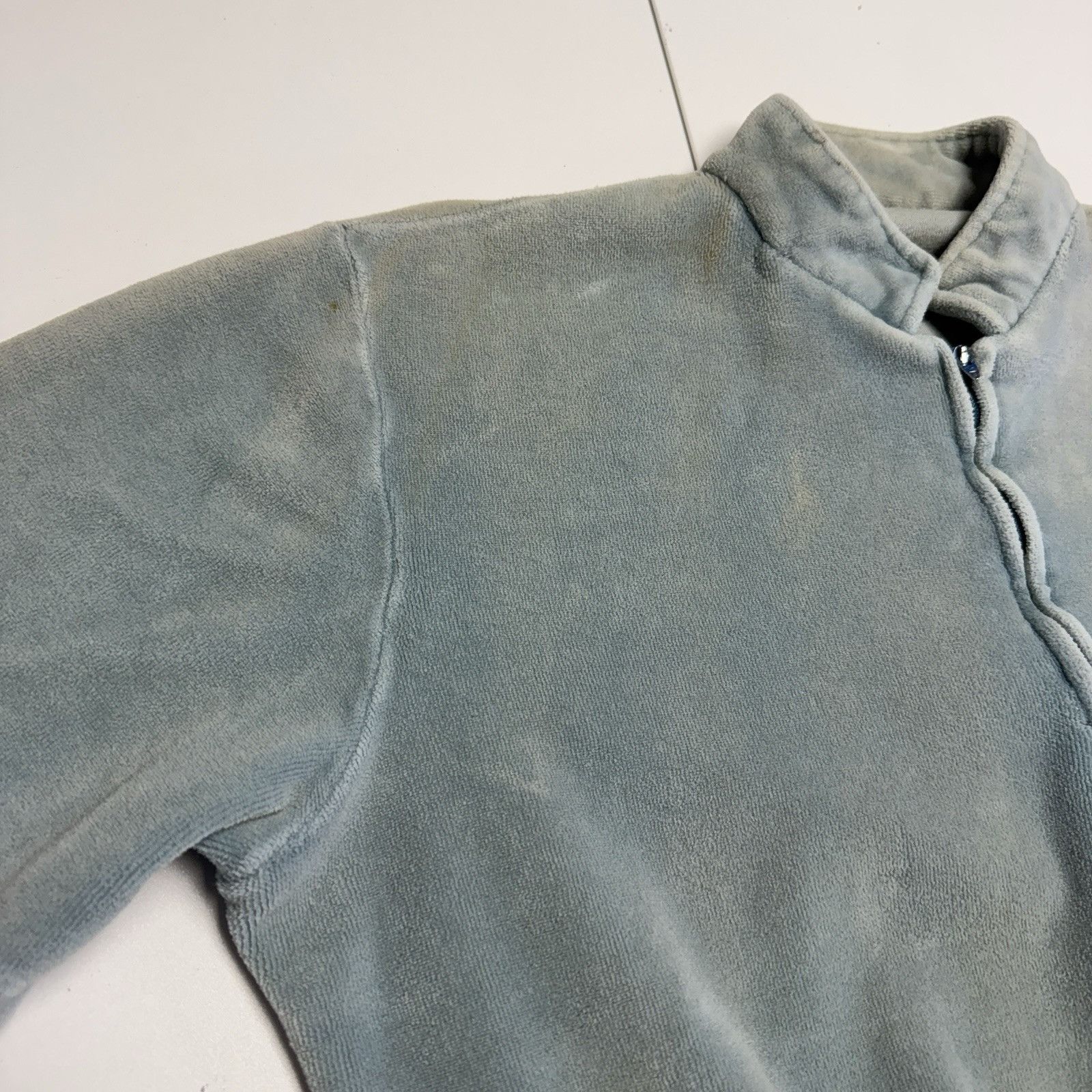 Vintage Vintage Velour Sweatshirt 1980s Short Sleeve 1/4 Zip Size M / US 6-8 / IT 42-44 - 4 Thumbnail