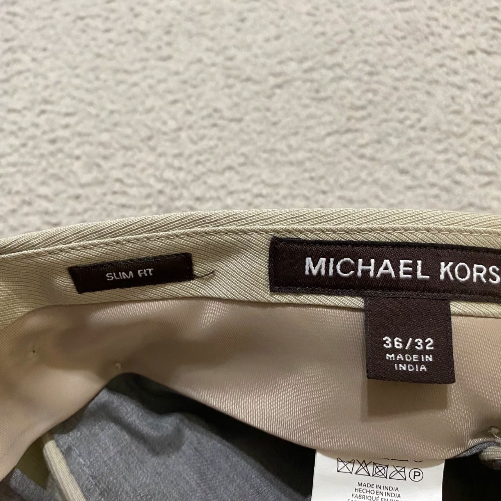 Michael Kors Michael Kors Mens Pants Chino Slim Straight 36x32 Beige Flat Front Wool Cotton Blend Size US 36 / EU 52 - 3 Thumbnail