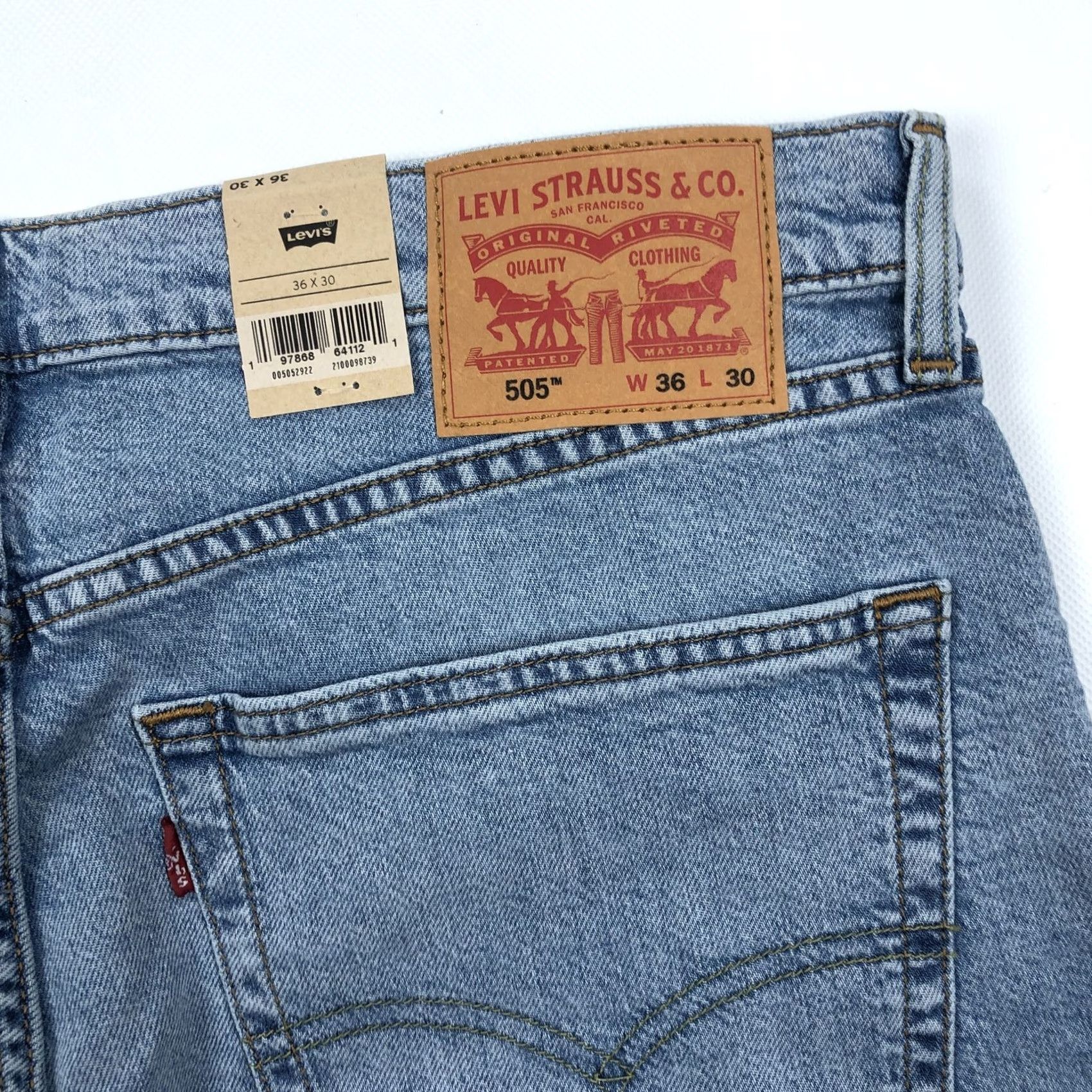 Levi's Levi's 505 Regular Straight Jeans Light Wash Men 36x30 Denim Stretch Belt Loops 5-Pocket Zipper Button NWT Size US 36 / EU 52 - 6 Thumbnail