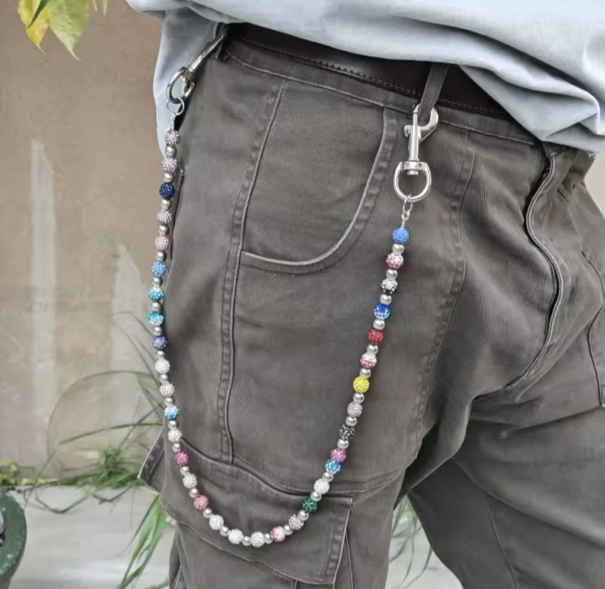 Jewelry Round Bead Rhinestone Multicolor Punk Pants Chain Size ONE SIZE - 3 Thumbnail