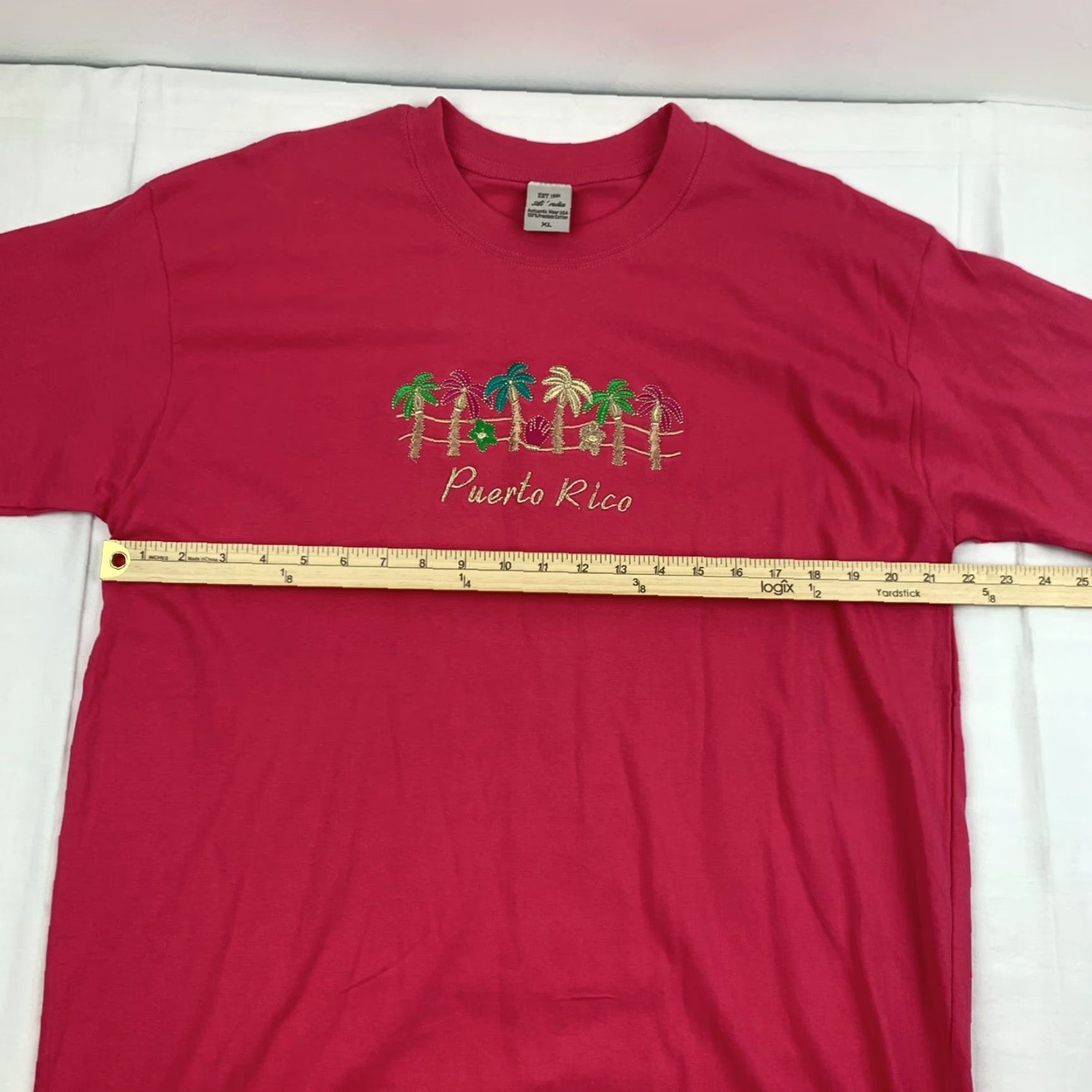 Vintage VINTAGE Puerto Rico T Shirt Adult XL Pink Palm Trees Nature Travel Embroidered Island Mens Size US XL / EU 56 / 4 - 7 Thumbnail