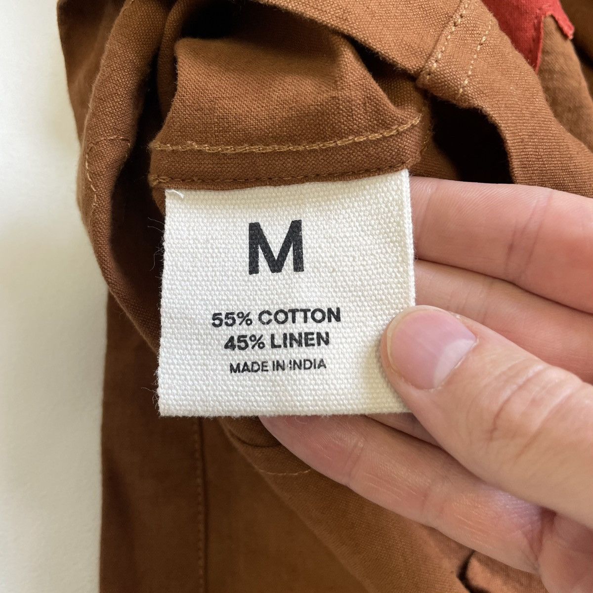 Story Mfg. Brown Linen ‘Leaf Patch Details’ Shirt Size US M / EU 48-50 / 2 - 14 Thumbnail