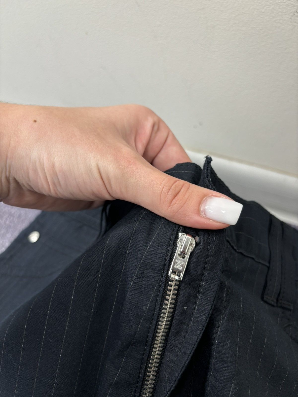 Versace Jeans Couture Versace Jeans Couture Women’s Pinstripe Navy Cotton Pants Size 32" / US 10 / IT 46 - 8 Thumbnail