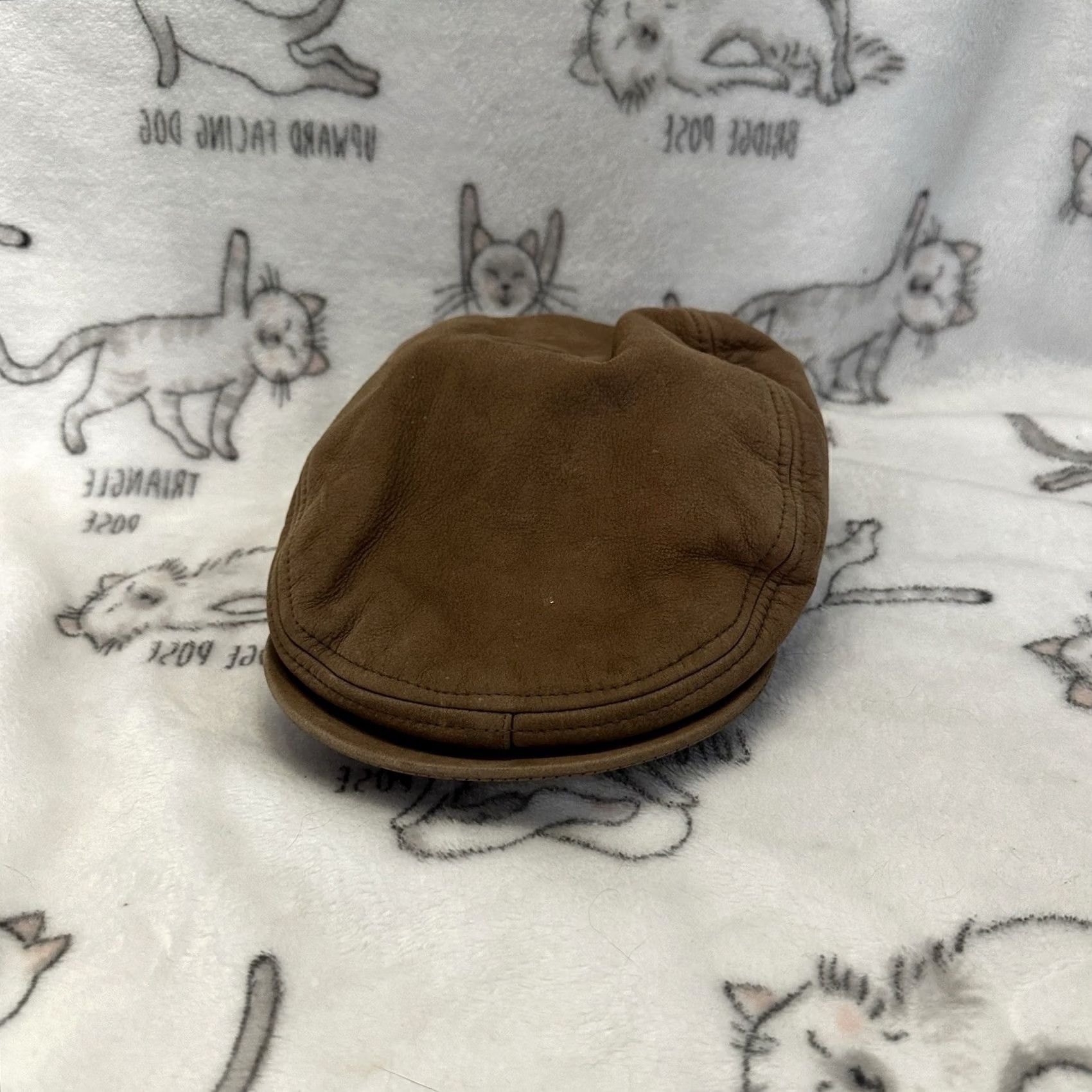 Vintage Riverbend Newsboy Cap Hat Leather Large Brown Mens L USA Genuine Size ONE SIZE - 2 Thumbnail