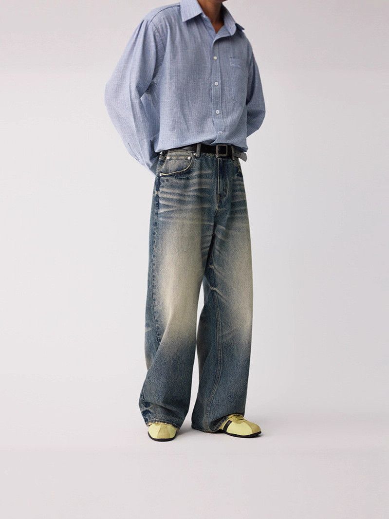 Vintage Men's High-Street Washed & Distressed Whiskered Jeans Size US 32 / EU 48 - 3 Thumbnail