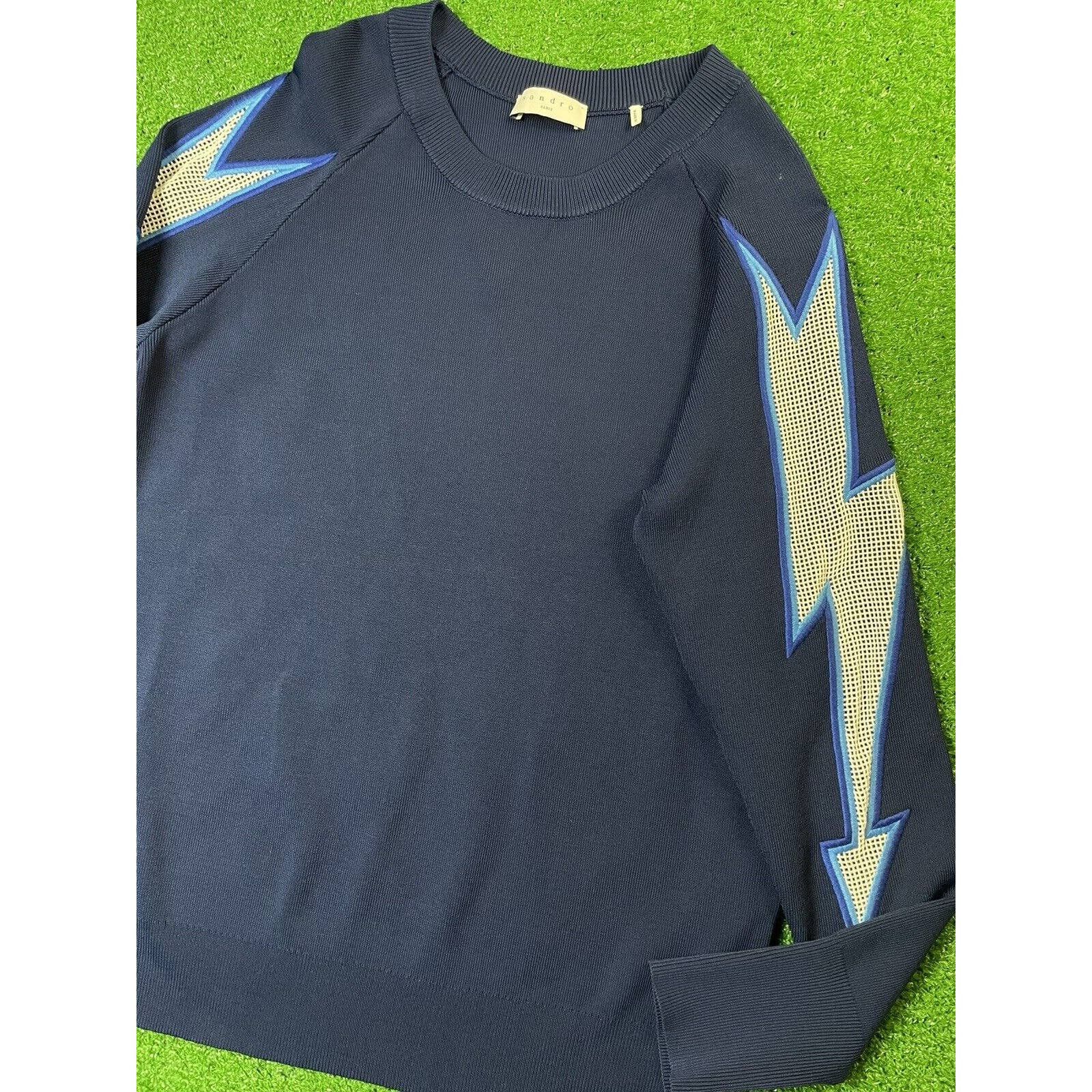 Sandro Paris Lightning Bolt Mesh Knit Small Shirt Sweater