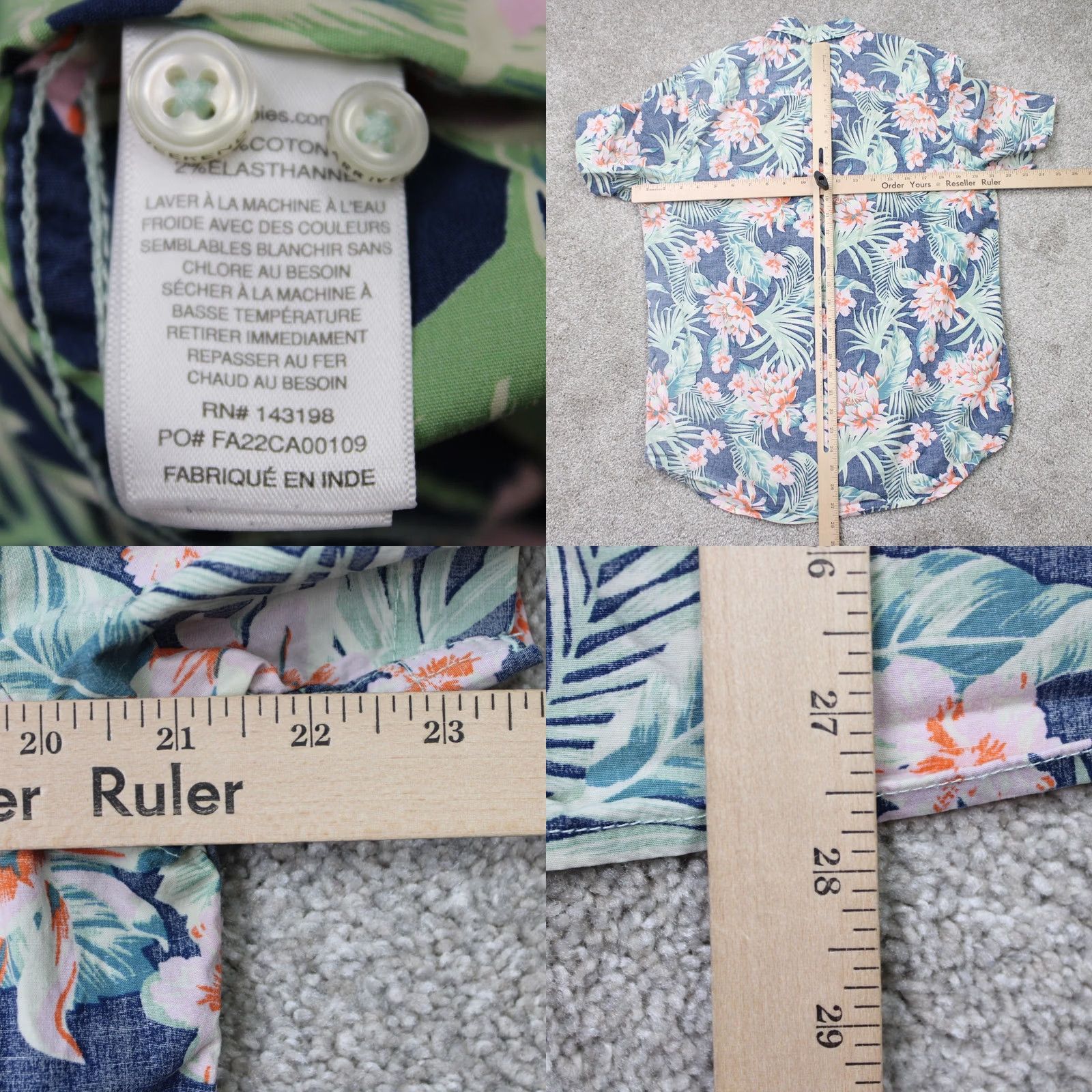 Chubbies Chubbies Shirt Mens Medium Pink/Blue Floral Reverse Print Hawaiian Short Sleeve Size US M / EU 48-50 / 2 - 8 Thumbnail