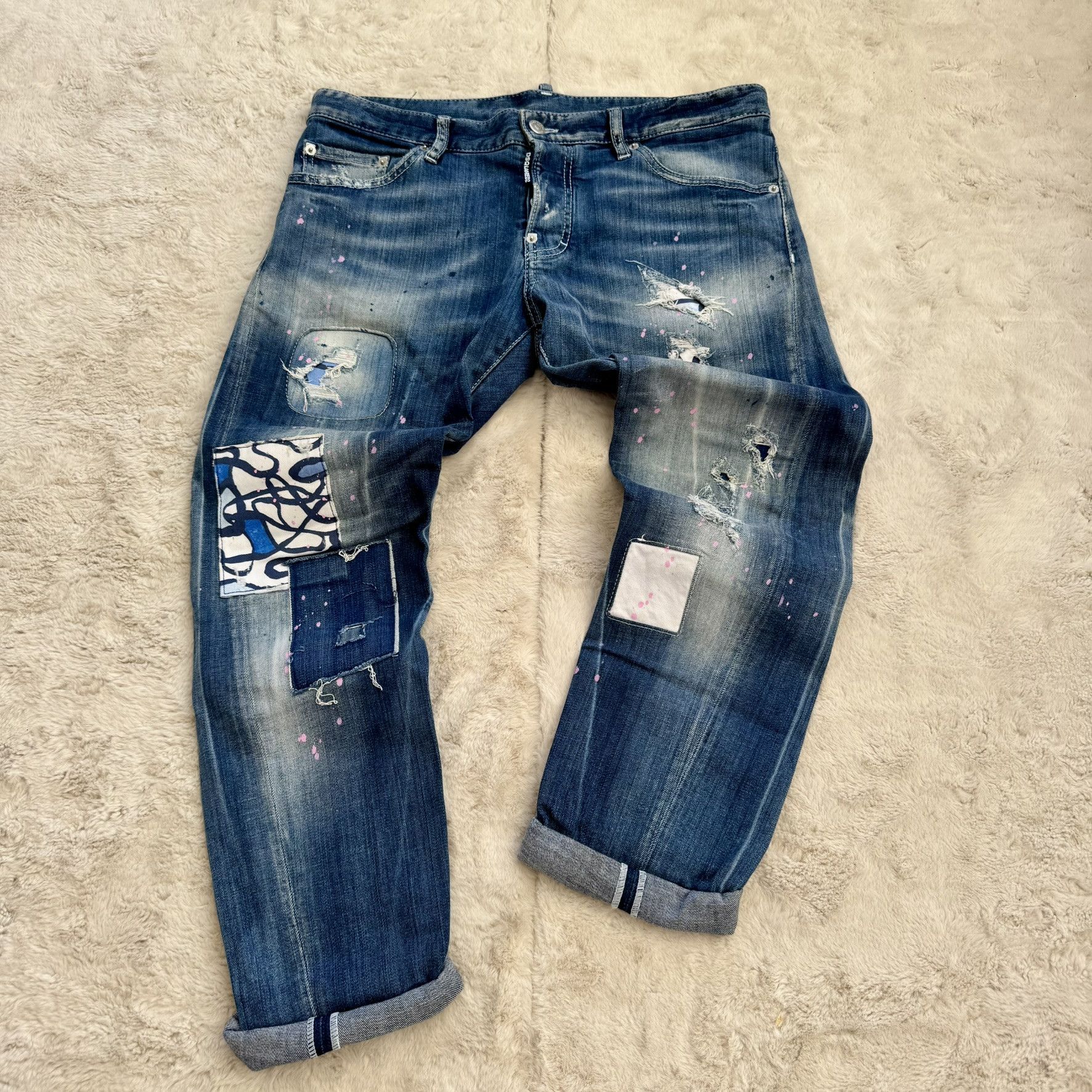 Dsquared2 Dsquared2 Patched & Paint-Splattered Jeans – Size 48 Size US 32 / EU 48 - 1 Thumbnail