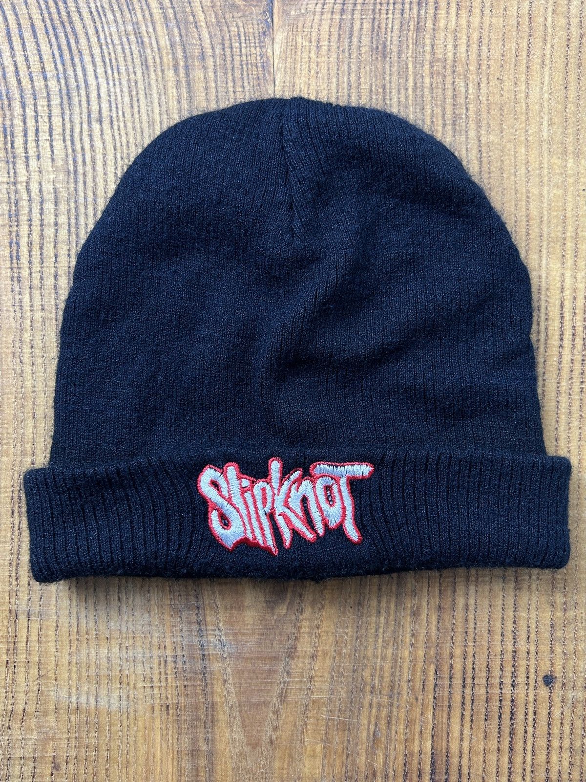 Band Tees Vintage Slipknot Band Embroidery Beanie Hat In Black Size ONE SIZE - 1 Thumbnail